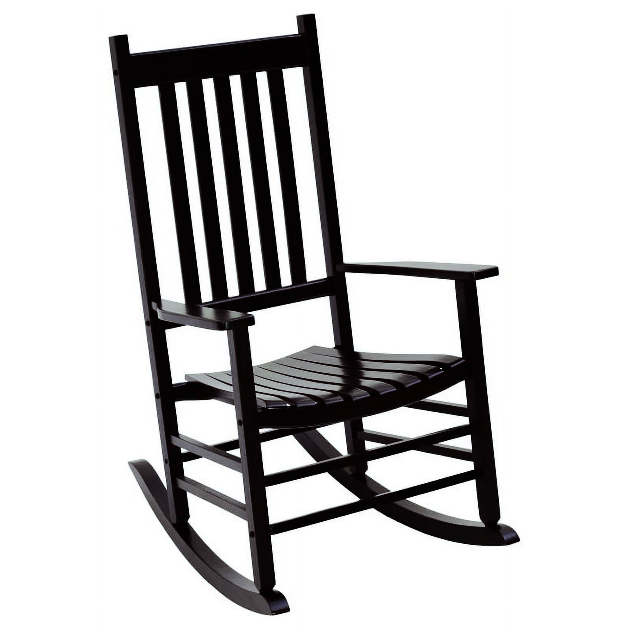 Jack Post Knollwood Mission Style Outdoor High Gloss Hardwood Rocker Chair with Slat Back Design for Porch Patio Lawn or Garden Black #397610