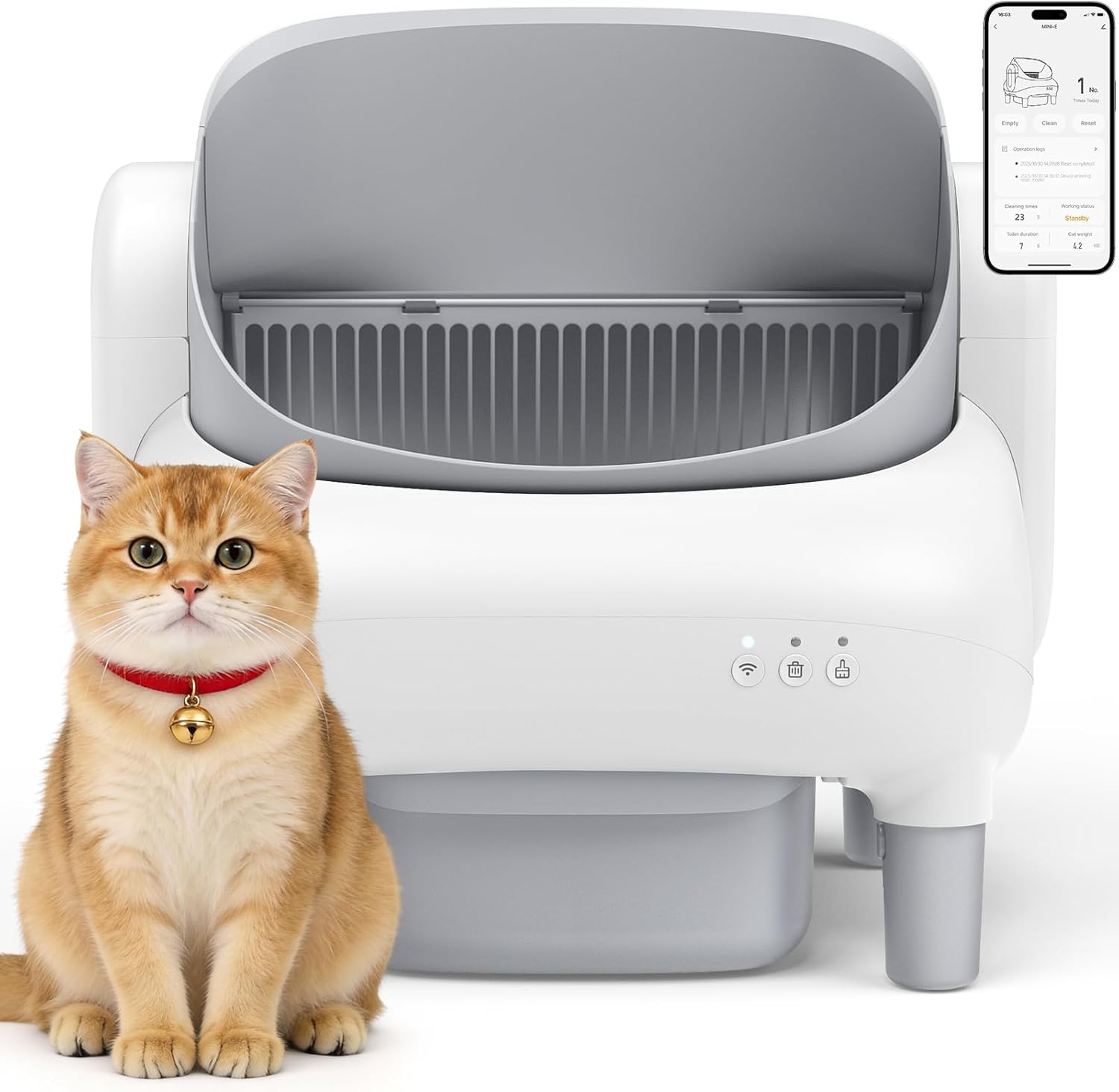 Fumoi -  Self Cleaning Litter Box with Open Top Design Automatic Cat Litter Box for Multiple Cats...