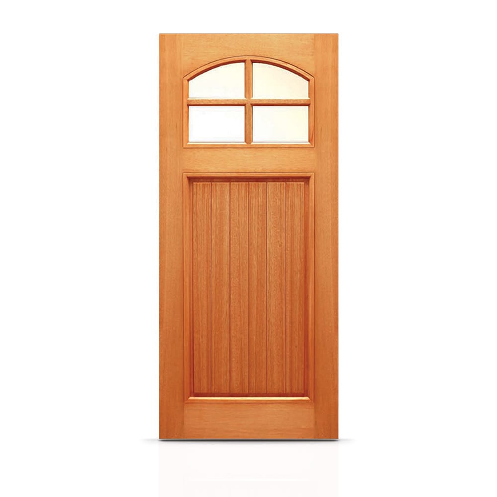 CALHOME HTC-40-80X36 36-in x 80-in x Engineered composite Center arch lite Universal reversible Walnut Stained Slab Front Door Solid core