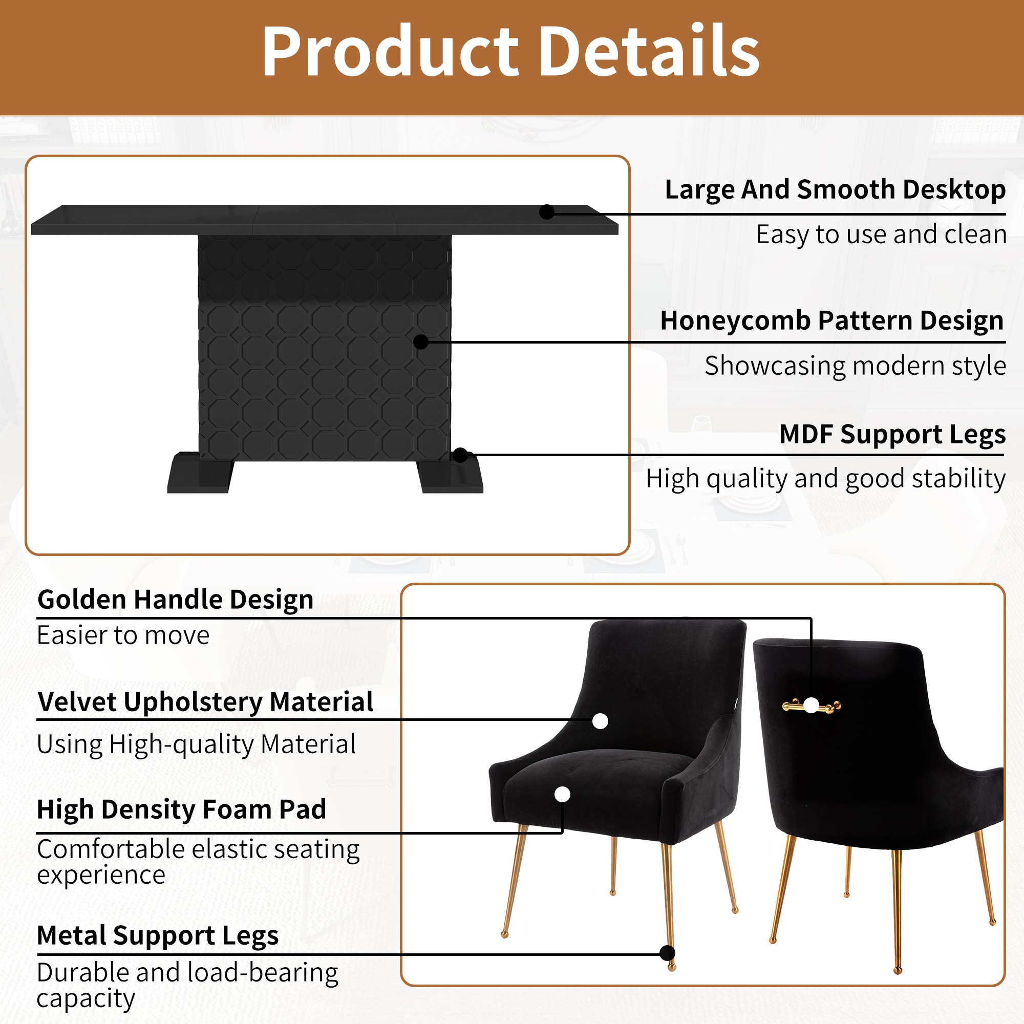 Clihome CL-ST1-BK700BK Dining-Sets - View #10