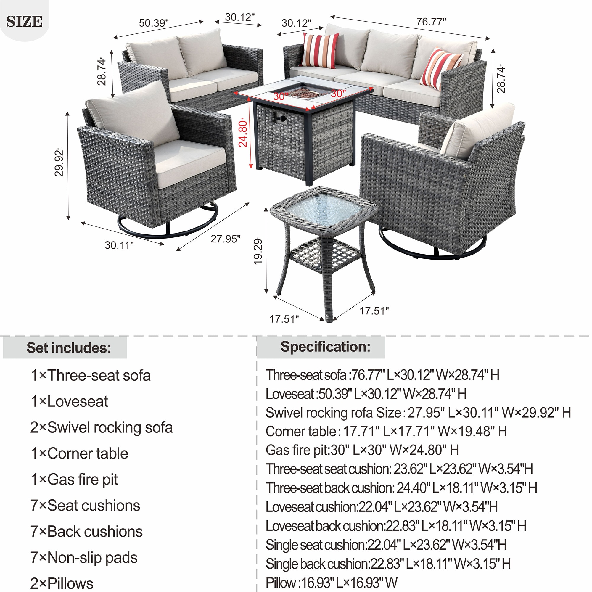 XIZZI XSQRCL6164-FP Patio-Conversation-Sets - View #10