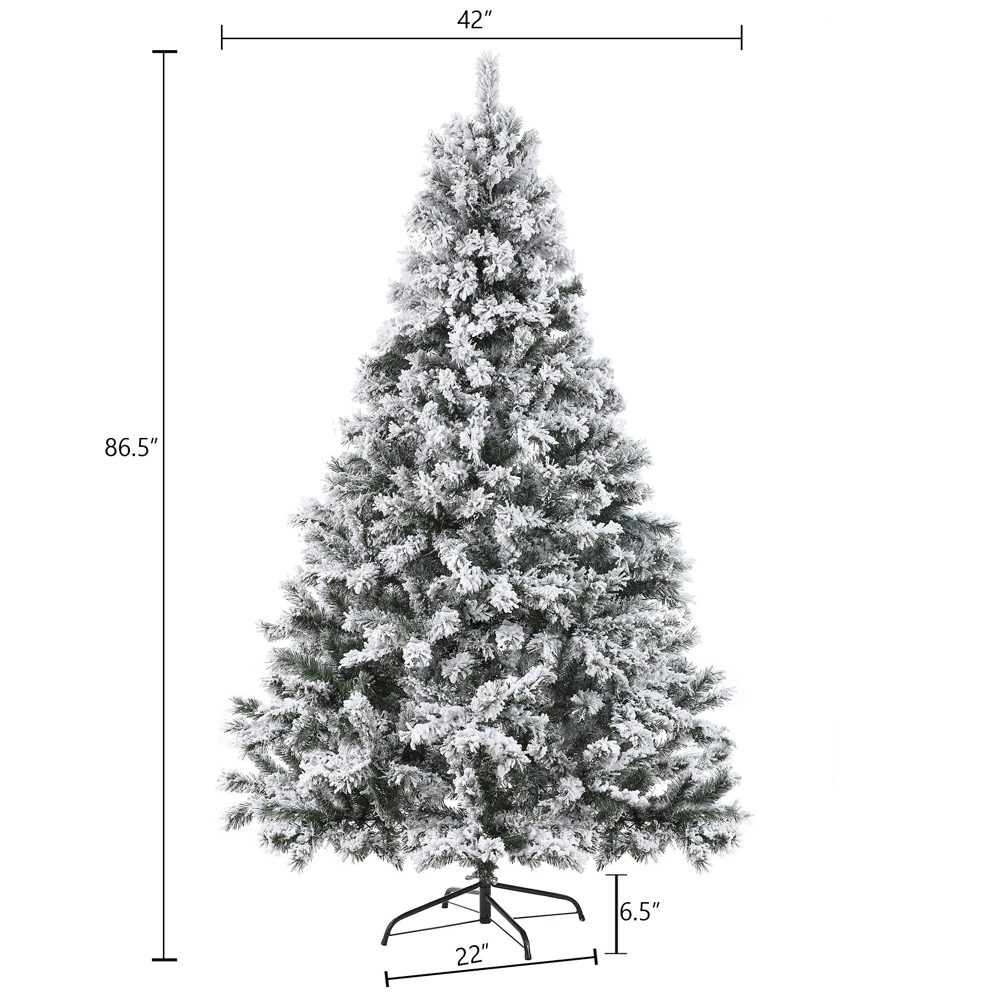 7-Foot White Flocked Spruce Artificial Christmas Tree with LED Lights