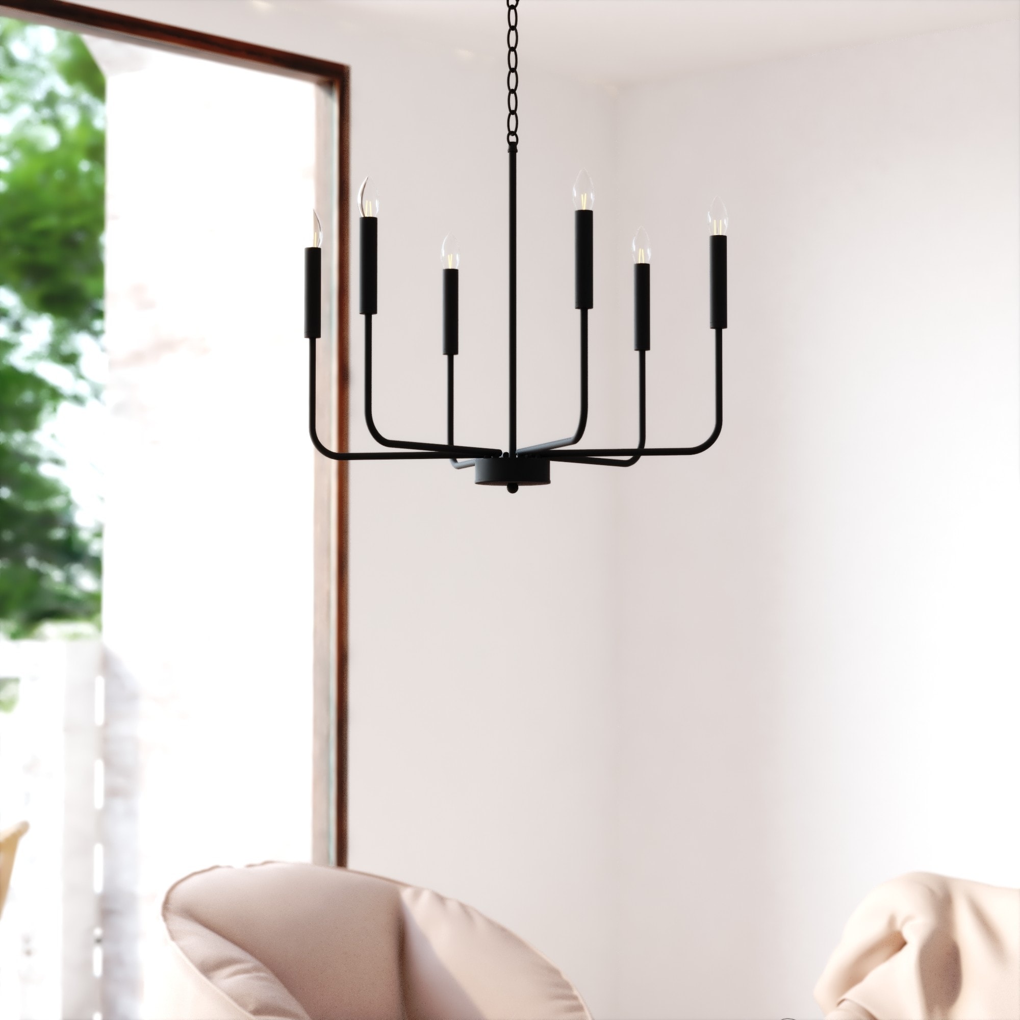 Belden 26" Black Metal 6-Light Candelabra Chandelier