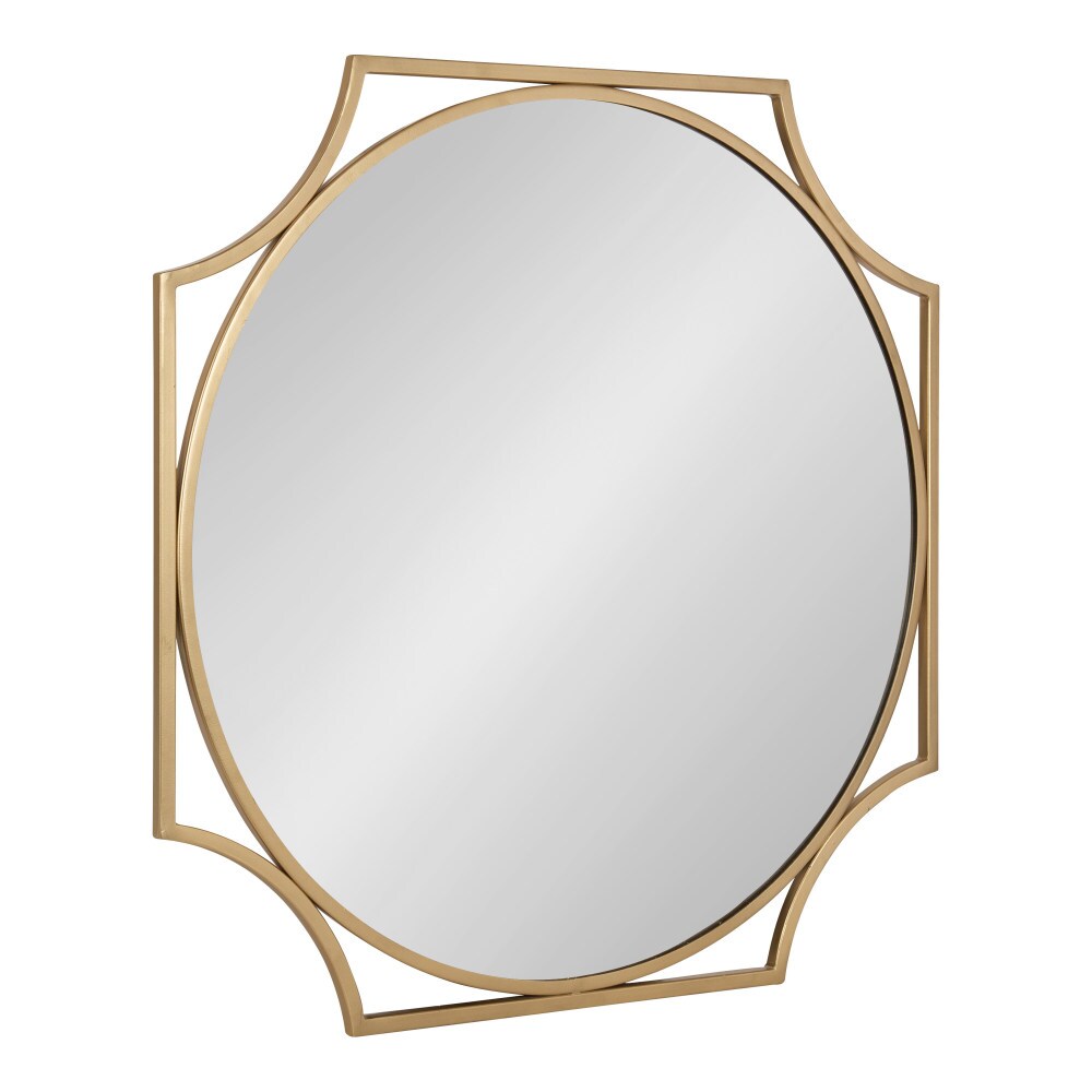 Kate and Laurel 222816 Rateau 28.00-in W x 28.00-in H Round Gold Framed Wall Mirror