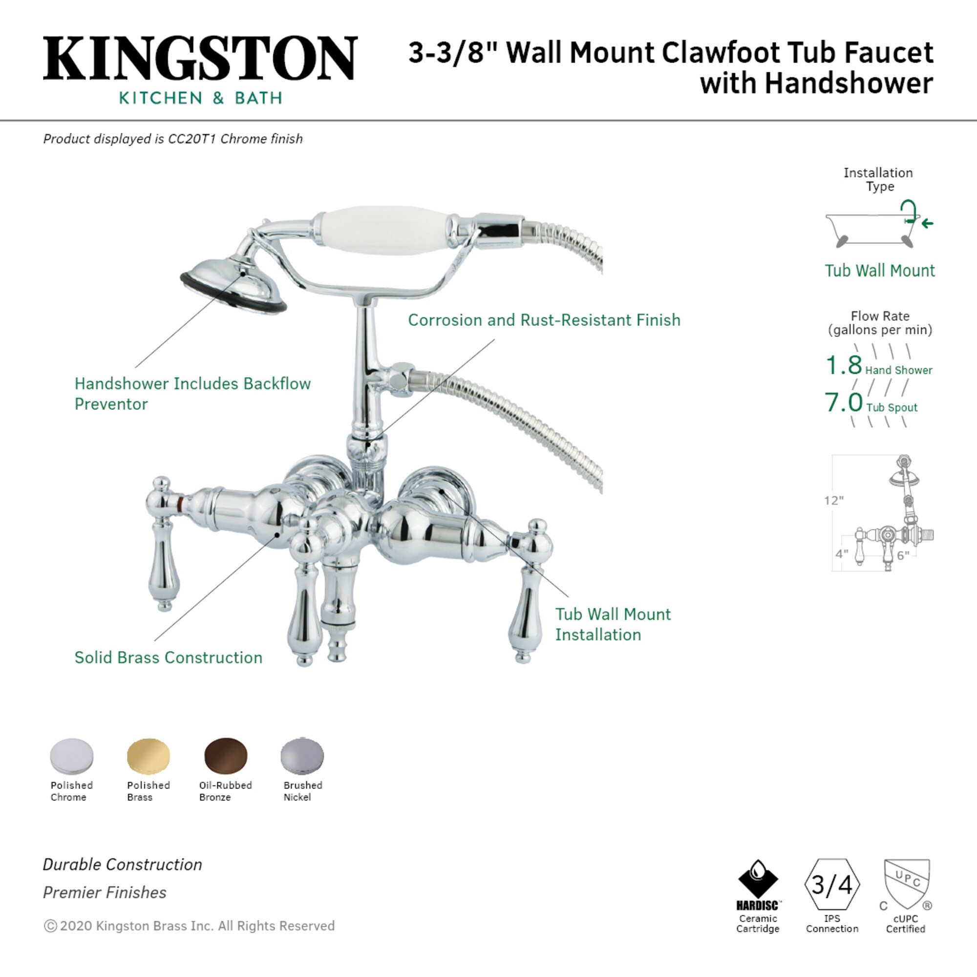 Kingston Brass WLCC19T8 Roman-Tub-Faucets - View #2