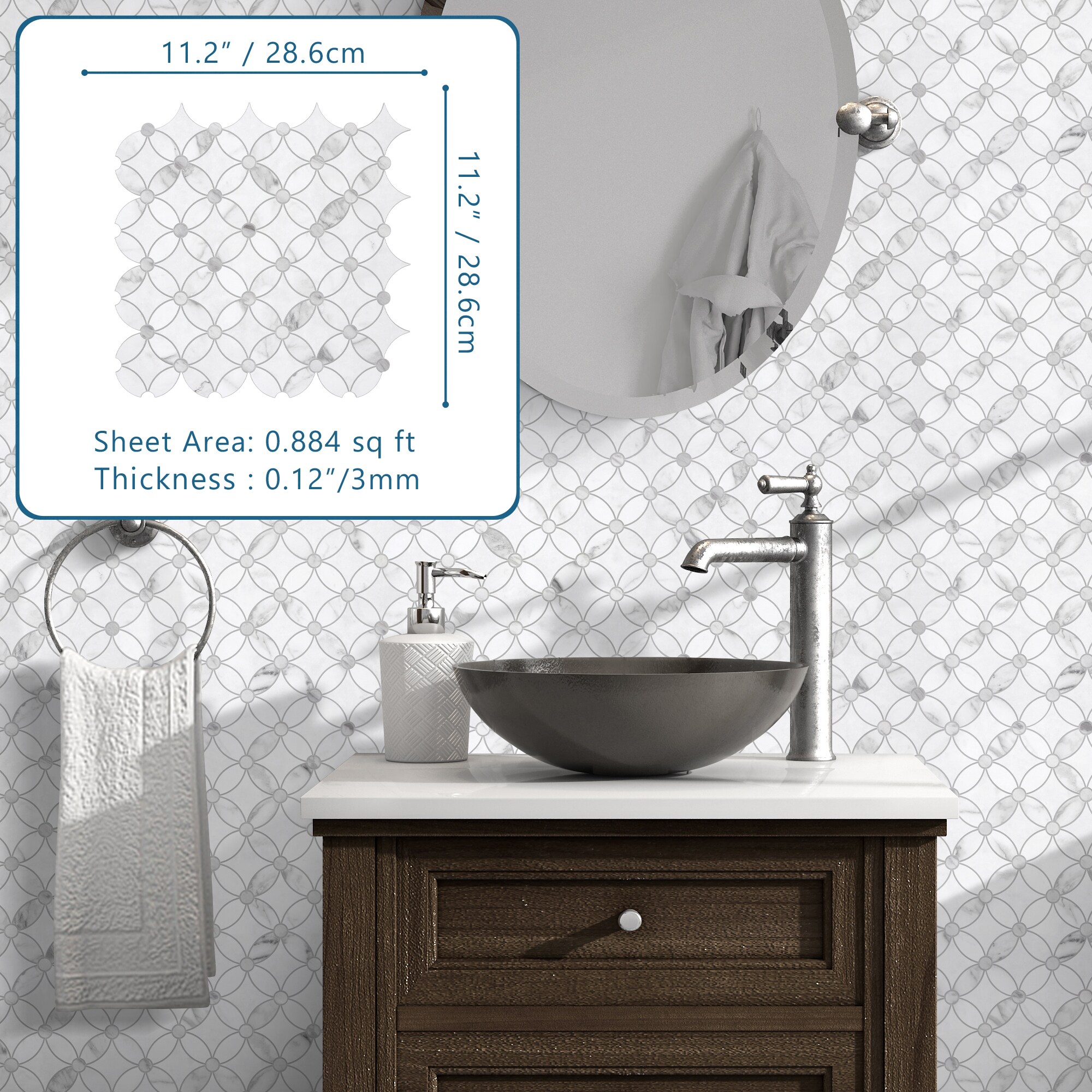 SUNWINGS HEX001-WHB-10 Ceramic-Tile - View #7