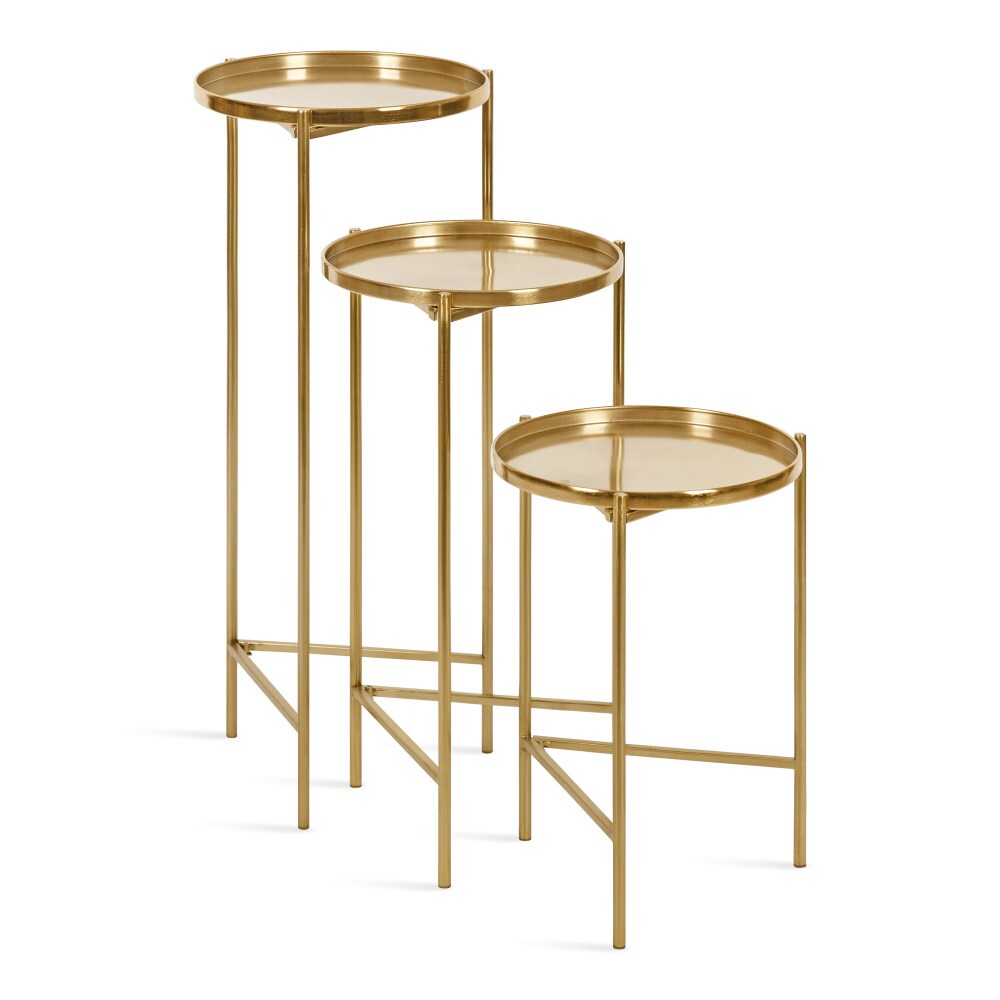 Ulani Gold Round Metal Nesting Accent Table Set