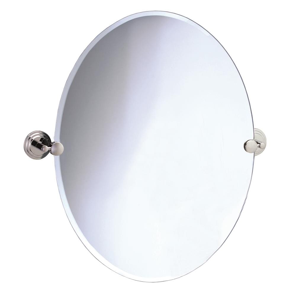 Gatco Tiara 19.5-in x 26.5-in Satin Nickel Oval Frameless Bathroom Vanity  Mirror in the Bathroom Mirrors department at