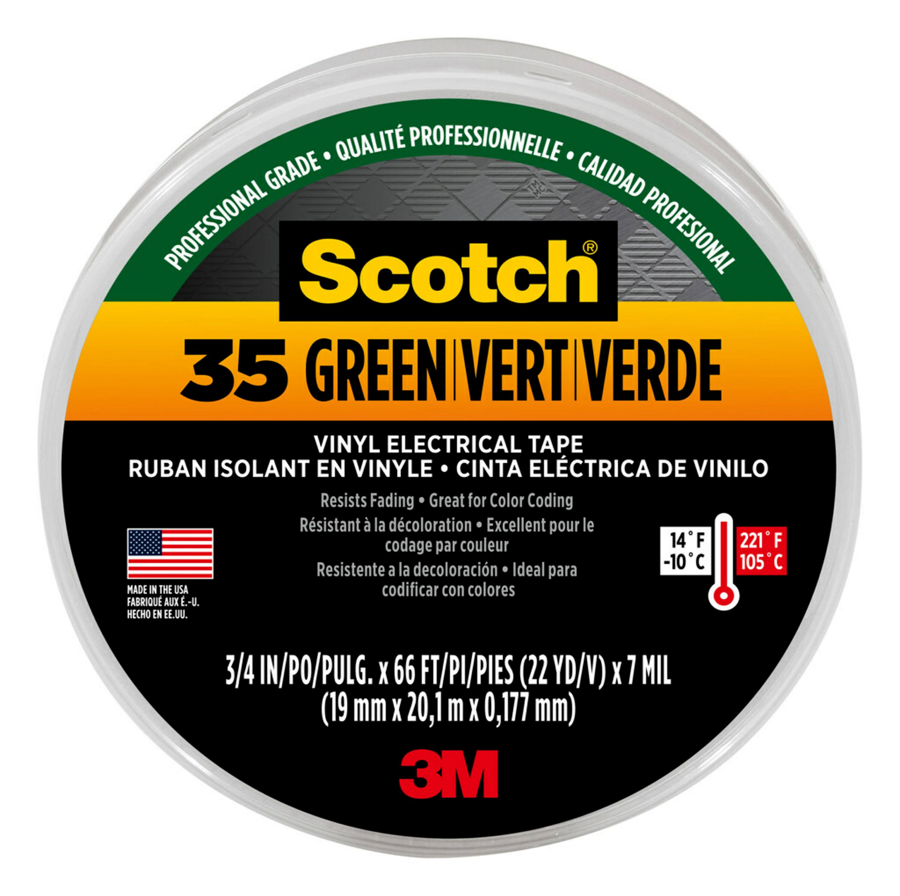Scotch® Super 33+ Vinyl Electrical Tape, 3/4 in x 66 ft, 1-1/2 in Core,  Black - The Binding Source