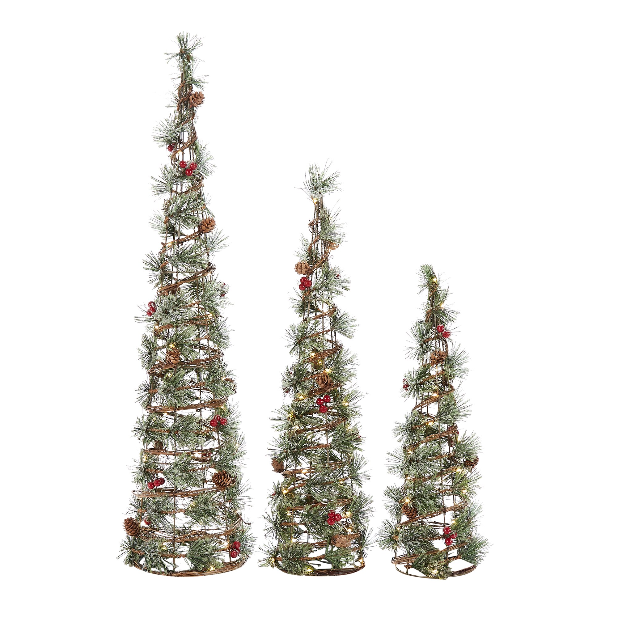 Holiday Living 2.5-ft Cashmere Pine Pre-lit Spiral Topiary Slim Artificial  Christmas Tree 120 Constant White Warm White LED Lights in the Artificial  Christmas Trees department at Lowes.com