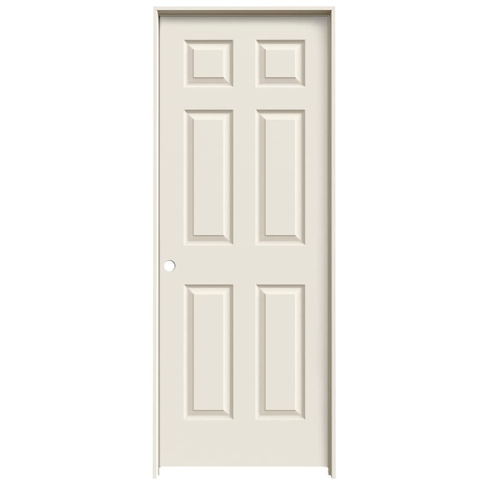 JELD-WEN JW225400824 32-in x 96-in Primed Hollow core 6-panel Left hand Textured Primed Molded composite Flat Jamb Single Prehung Interior Door