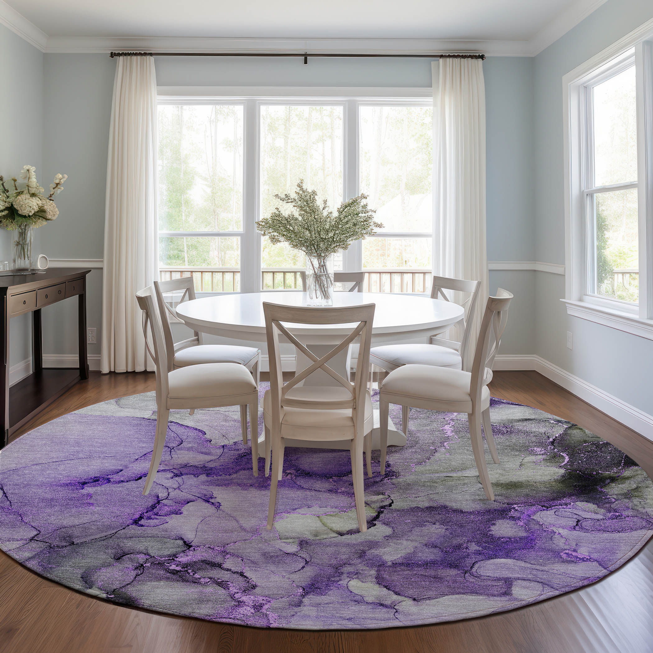 Addison Rugs ACN520PP8RO Chantille ACN520PP 8 x 8 (ft) Polyester Purple Round Indoor/Outdoor Abstract Machine washable Area rug