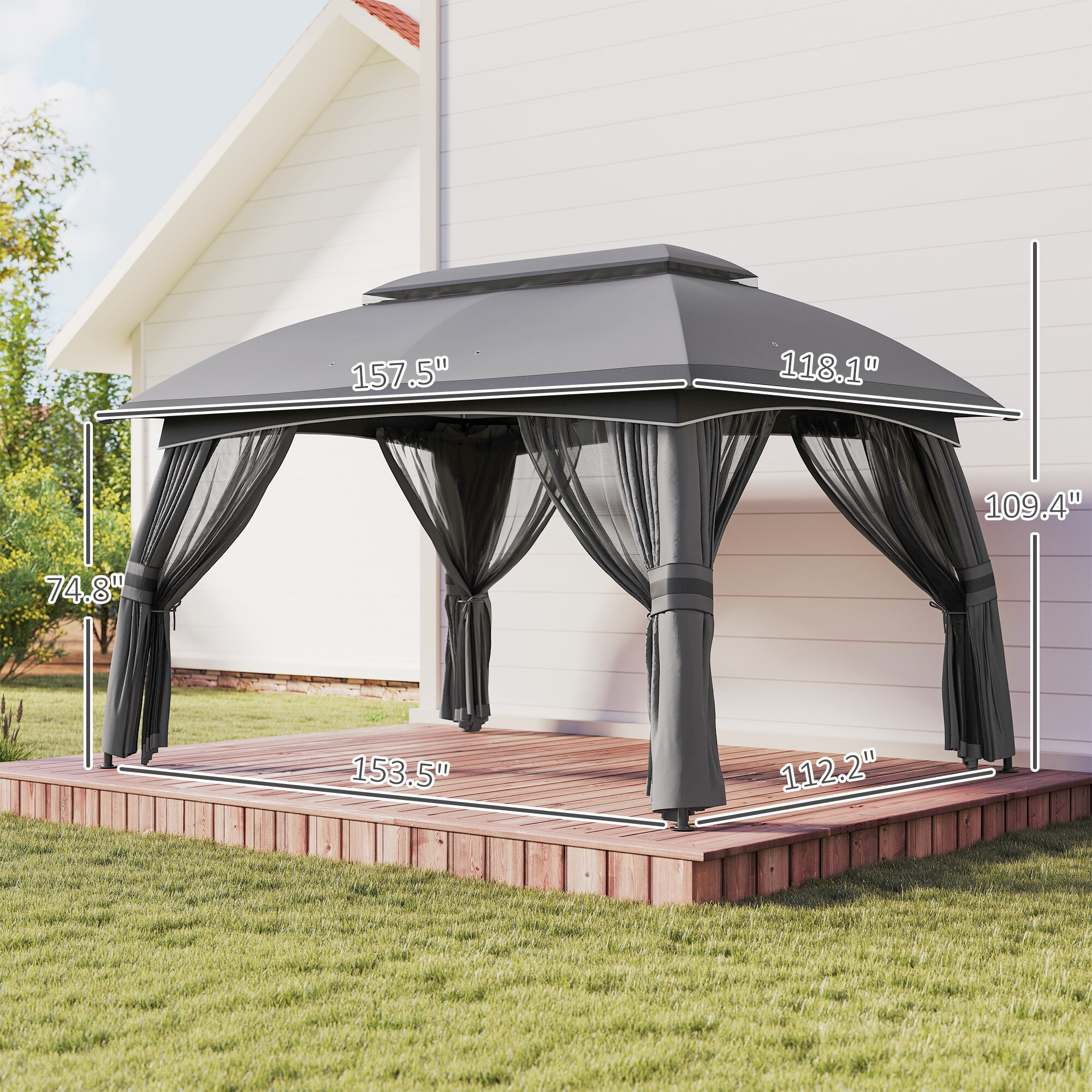 Outsunny 84C-365V02CG Wood-Resin-Gazebos - View #3