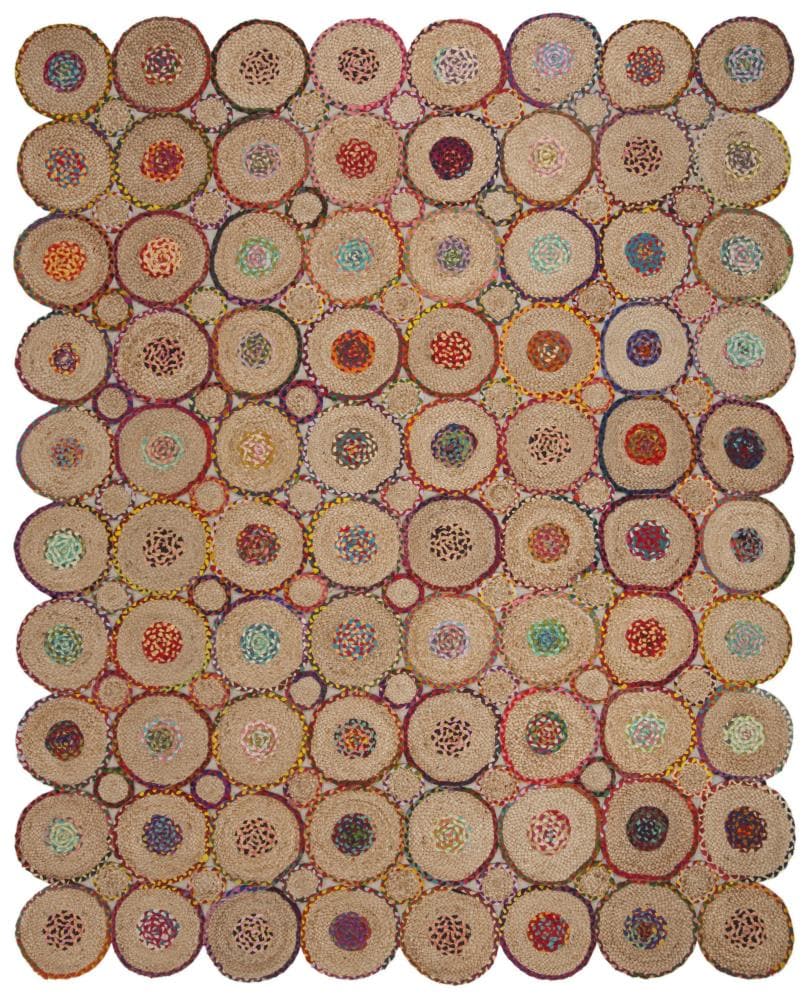 Safavieh CAP306Q-8 Cape Cod Truro 8 x 10 (ft) Jute Red/Natural Rectangular Indoor Abstract Coastal Area rug