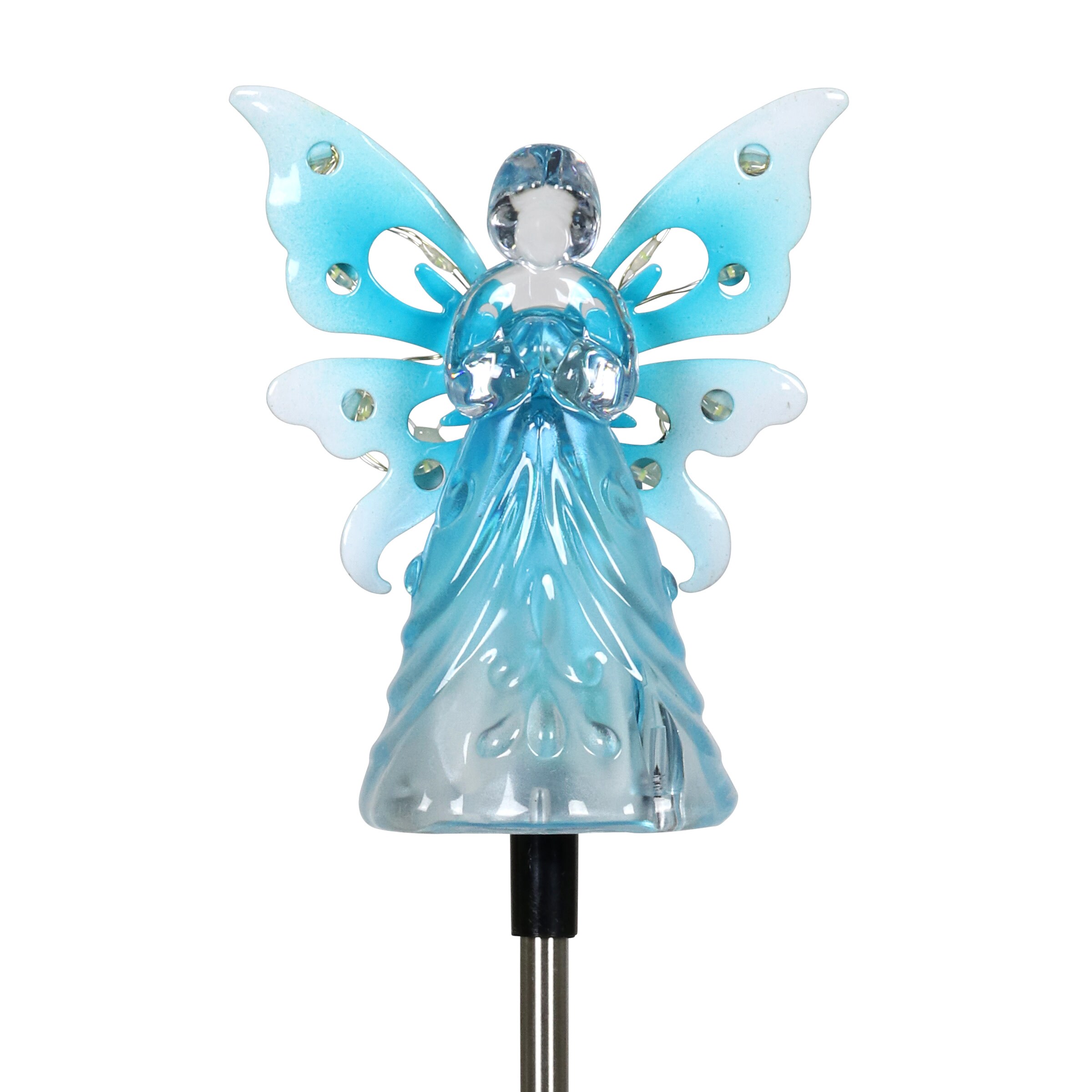 Solar Blue Acrylic Angel Garden Stake with LED Lights