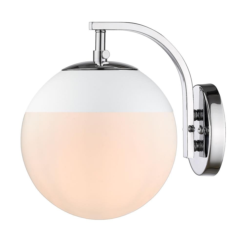 Golden Lighting 3218-1W CH-WHT Dixon 7.75-in W 1-Light Chrome Transitional Wall Sconce