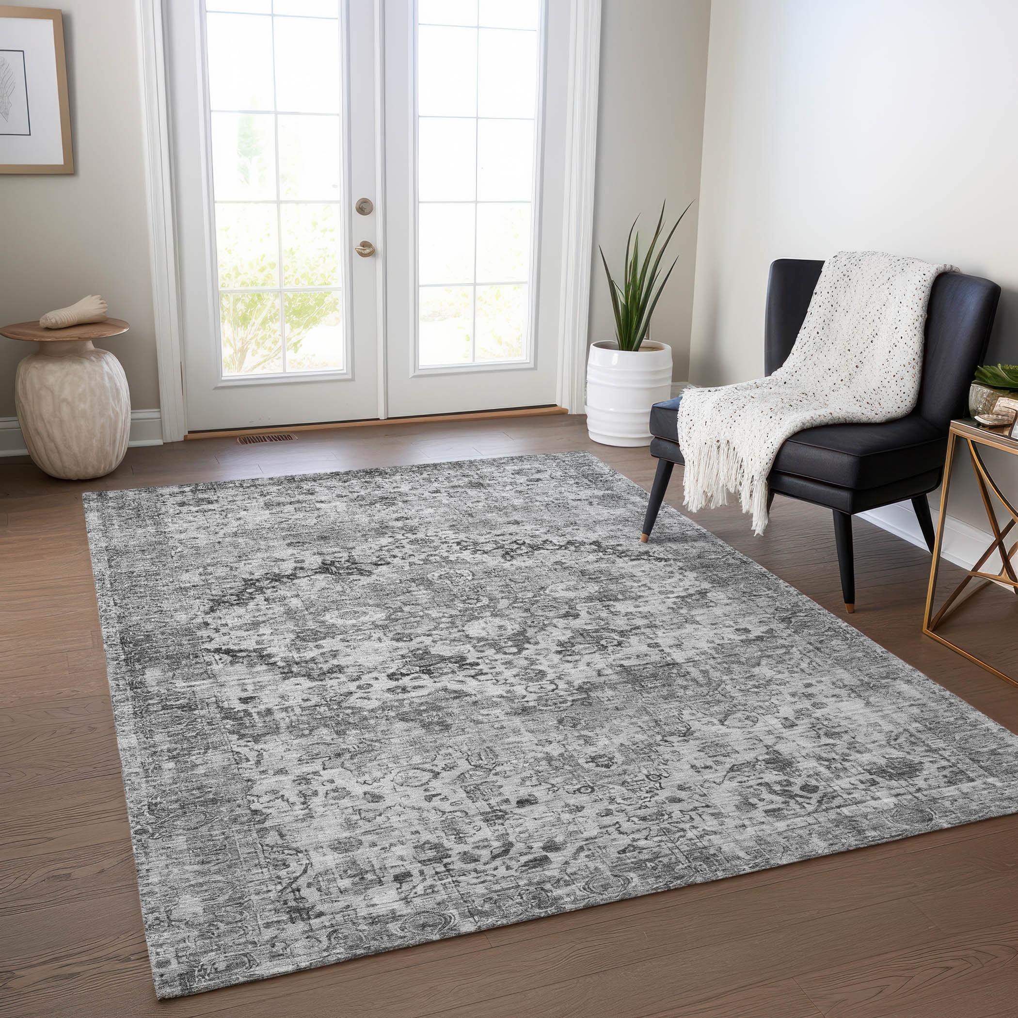 Addison Rugs ACN1755GY8X10 Chantille ACN1755GY 8 x 10 (ft) Loomed Gray Rectangular Indoor/Outdoor Machine washable Pet Friendly Area rug