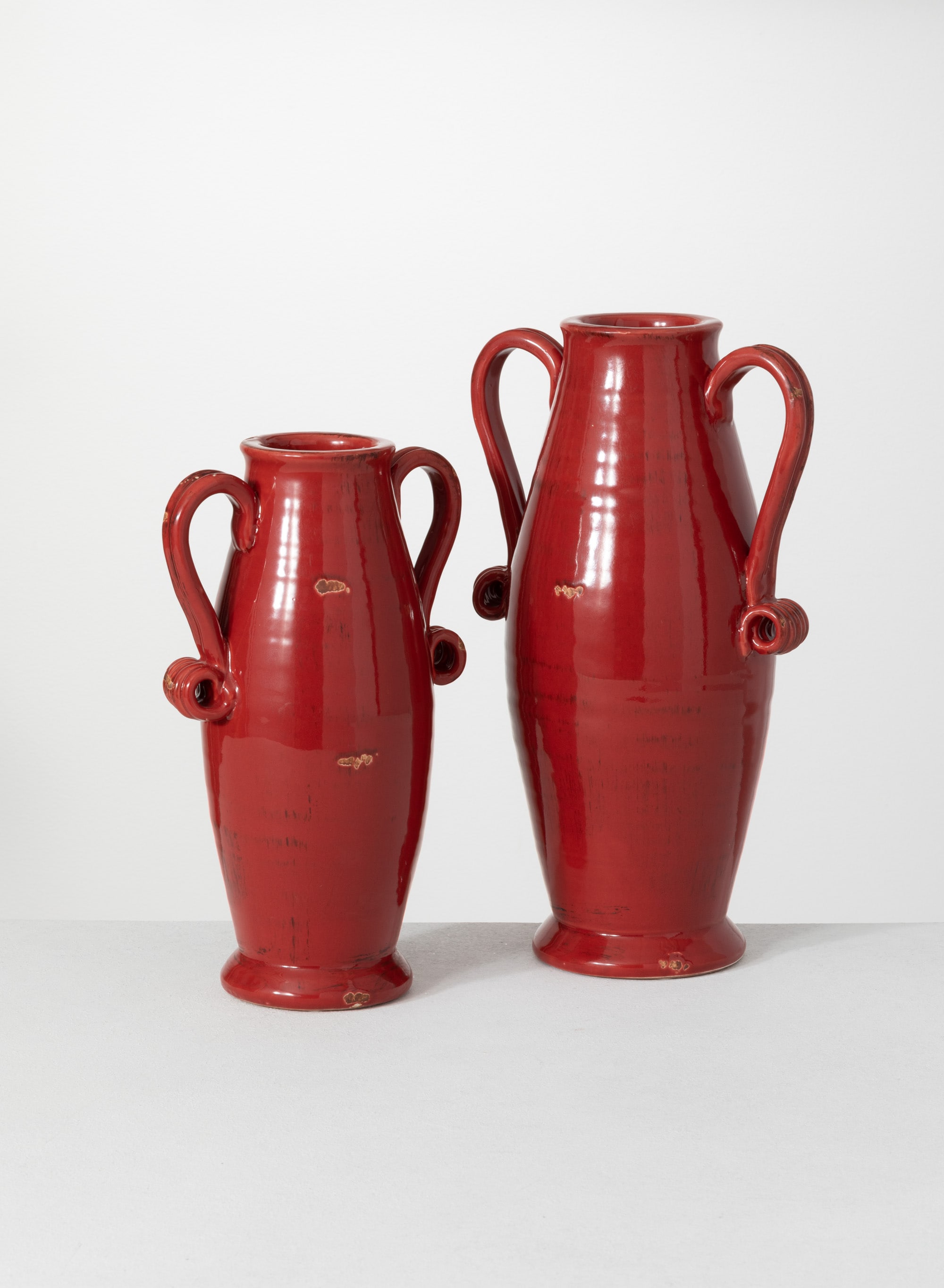 Sullivans CM2955 2 -Pack Round 9.0-in W Medium Red Ceramic Indoor Planter