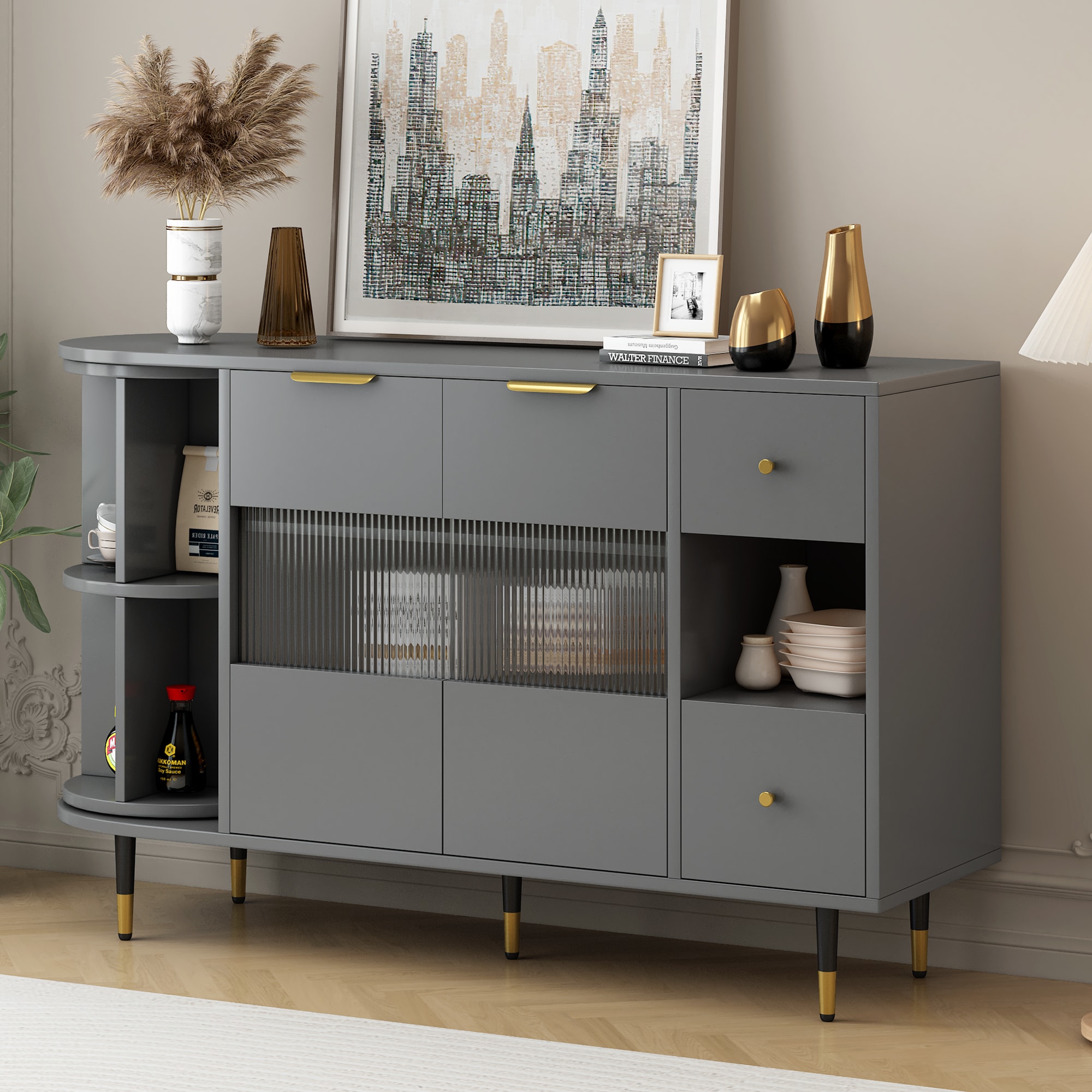 ModernLuxe L-WF317495AAE 15.7-in W x 31.5-in H MDF Gray Freestanding Utility Storage Cabinet