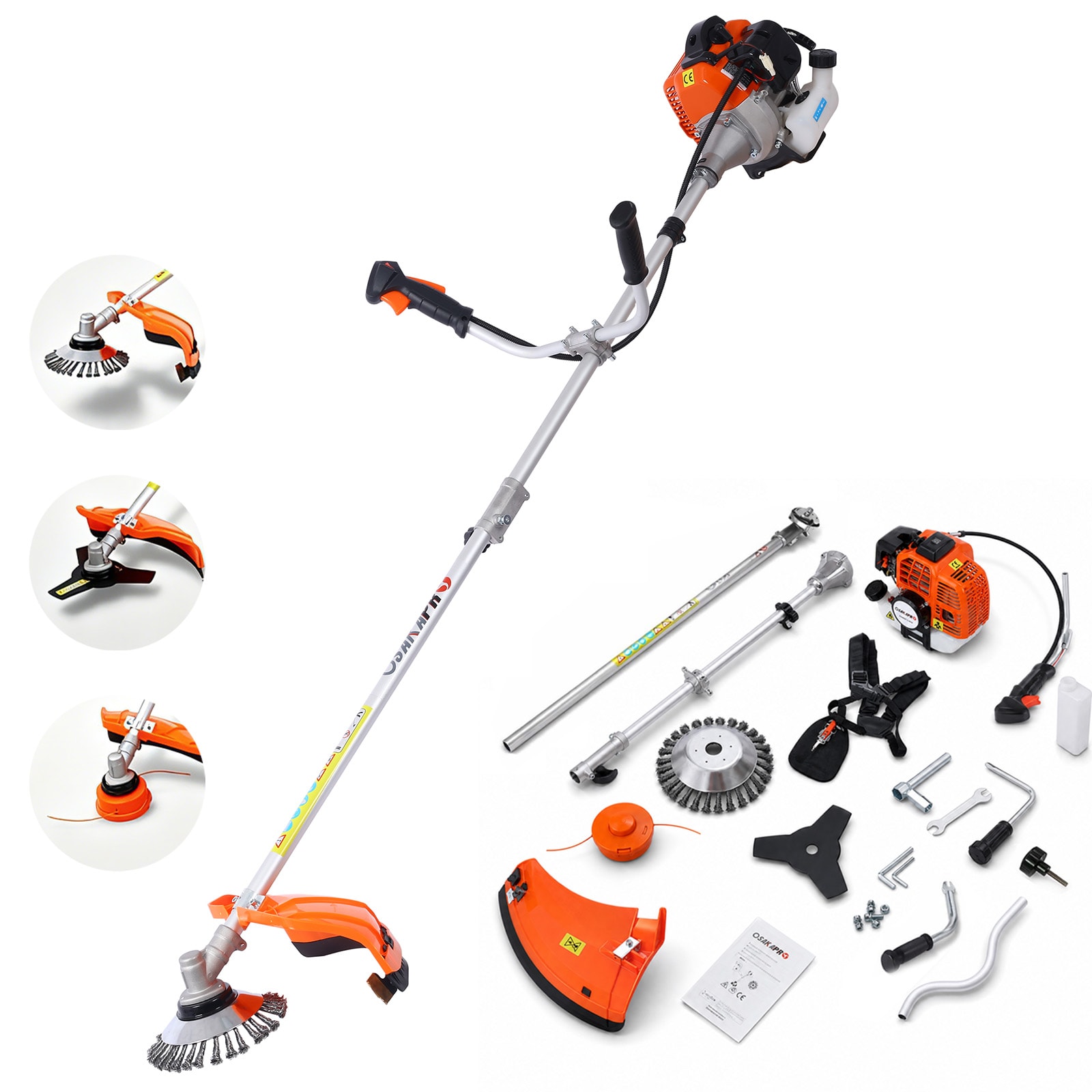 Tatayosi 52cc Weed Wacker Gas Powered 3 in 1 Multifunction String Trimmer 8 inch Weed Wacker Attachments Heads 10 Inches Metal 3T Blade Rubber Handle Shoulder and Strap Included EPA Compliant