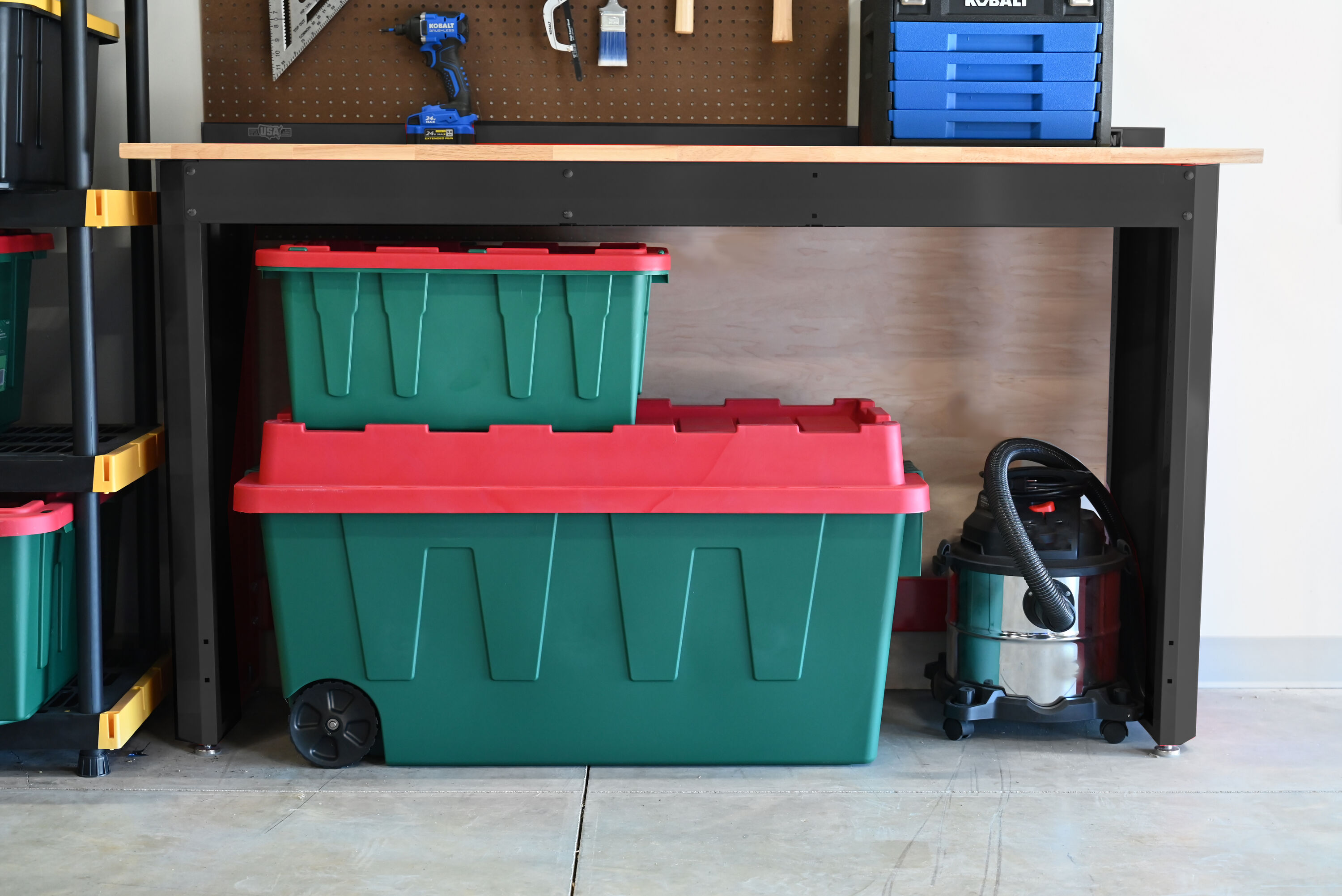 Storage Bin Tote Green sale With Lid Stackable Rolling Wheels 12x13x13in