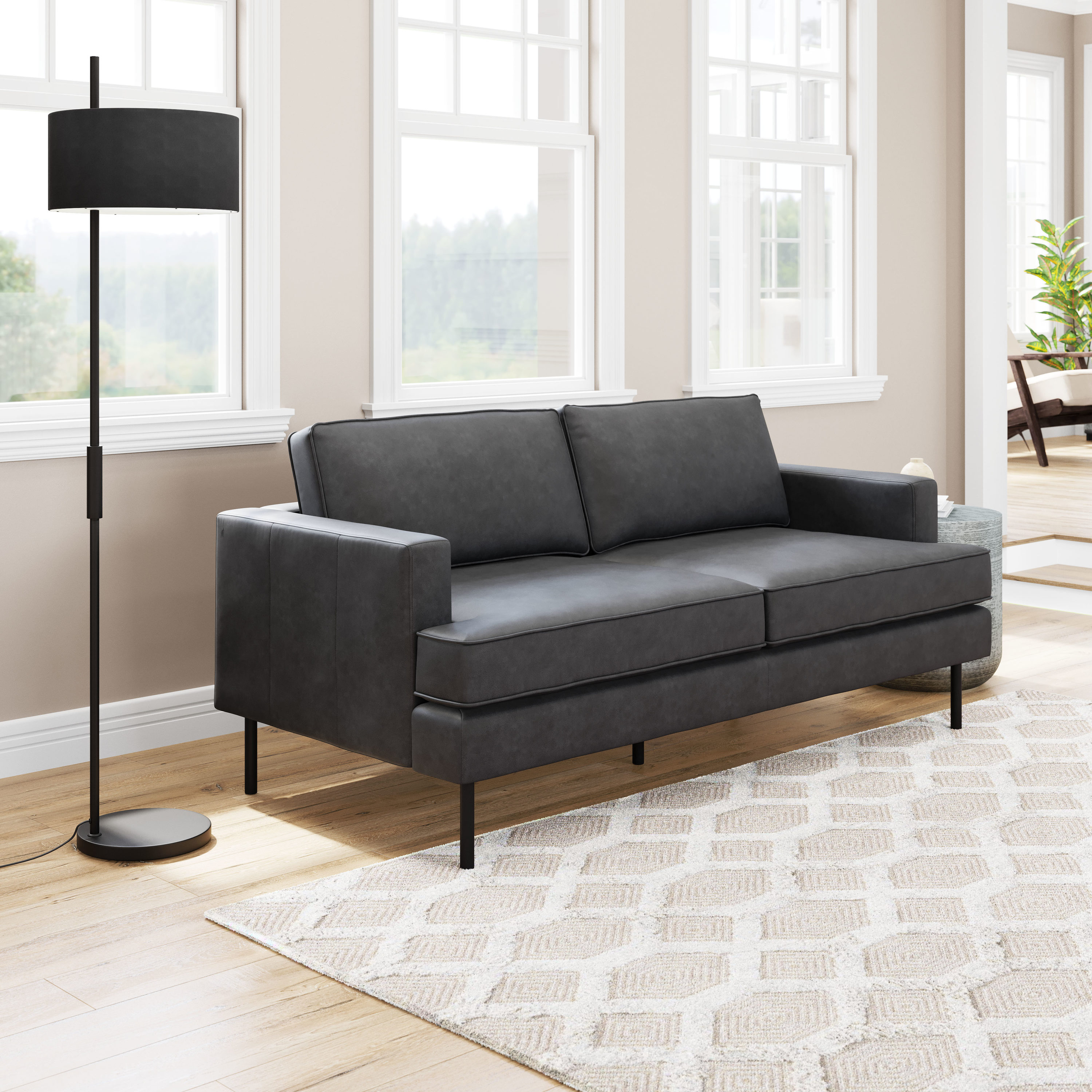 Zuo Modern Decade 72-in Modern Vintage Gray Faux Leather 3-seater 