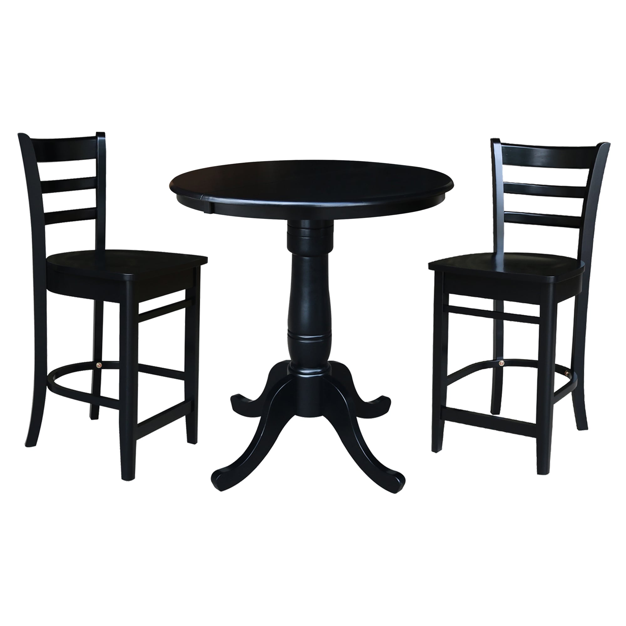 International Concepts K46-36RT-S6172-2 Black Traditional Dining Room Set with Round Table (Seats 2)