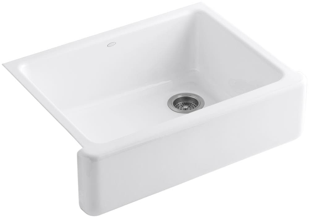 Photo 1 of KOHLER Whitehaven Farmhouse Apron Front 29.69-in x 21.56-in White Cast Iron Single Bowl Kitchen Sink