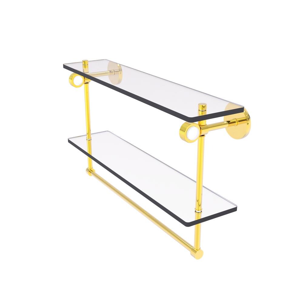 Allied Brass CV-2TBG-22-PB Clearview Polished Brass 2 -Tier Wall mount Bathroom Shelf ( 22-in x 12.8-in x 5-in )