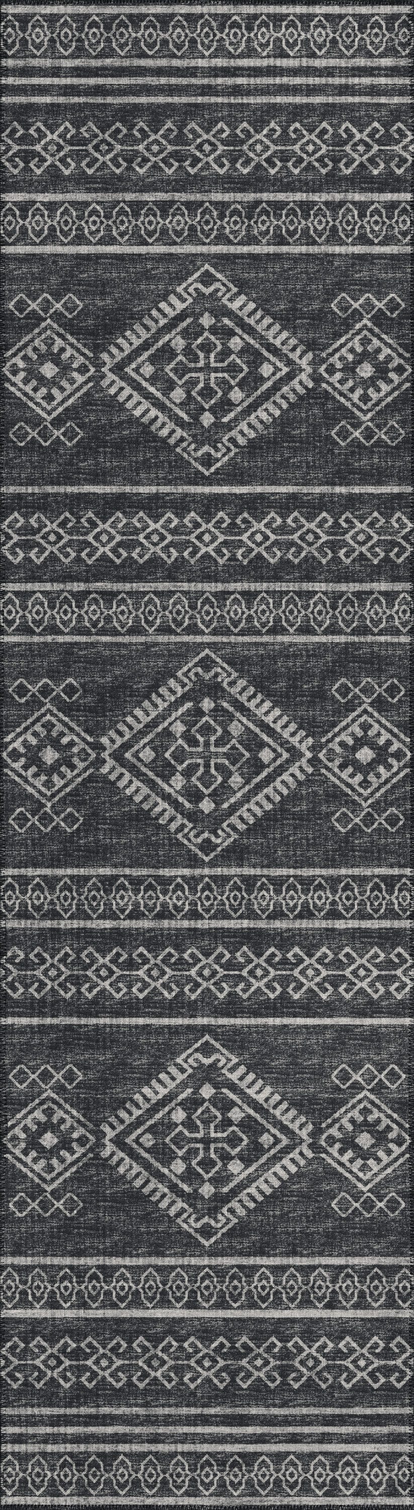 Addison Rugs AYU44GR2X8 Yuma 2 x 8 (ft) Chenille Gray Rectangular Indoor/Outdoor Geometric Southwestern Machine washable Runner rug