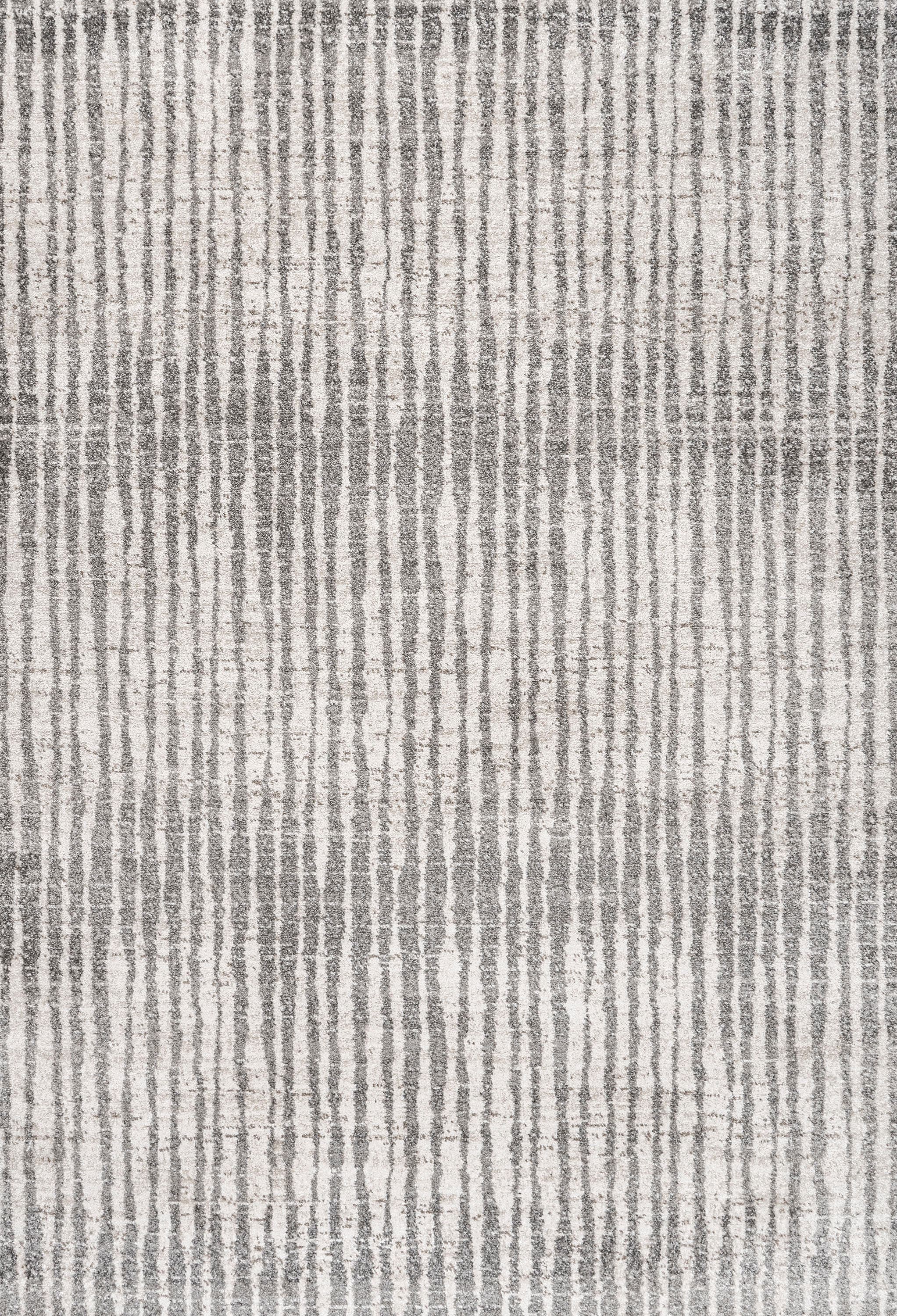 Skoura 3' x 5' Beige and Gray Stripe Synthetic Area Rug