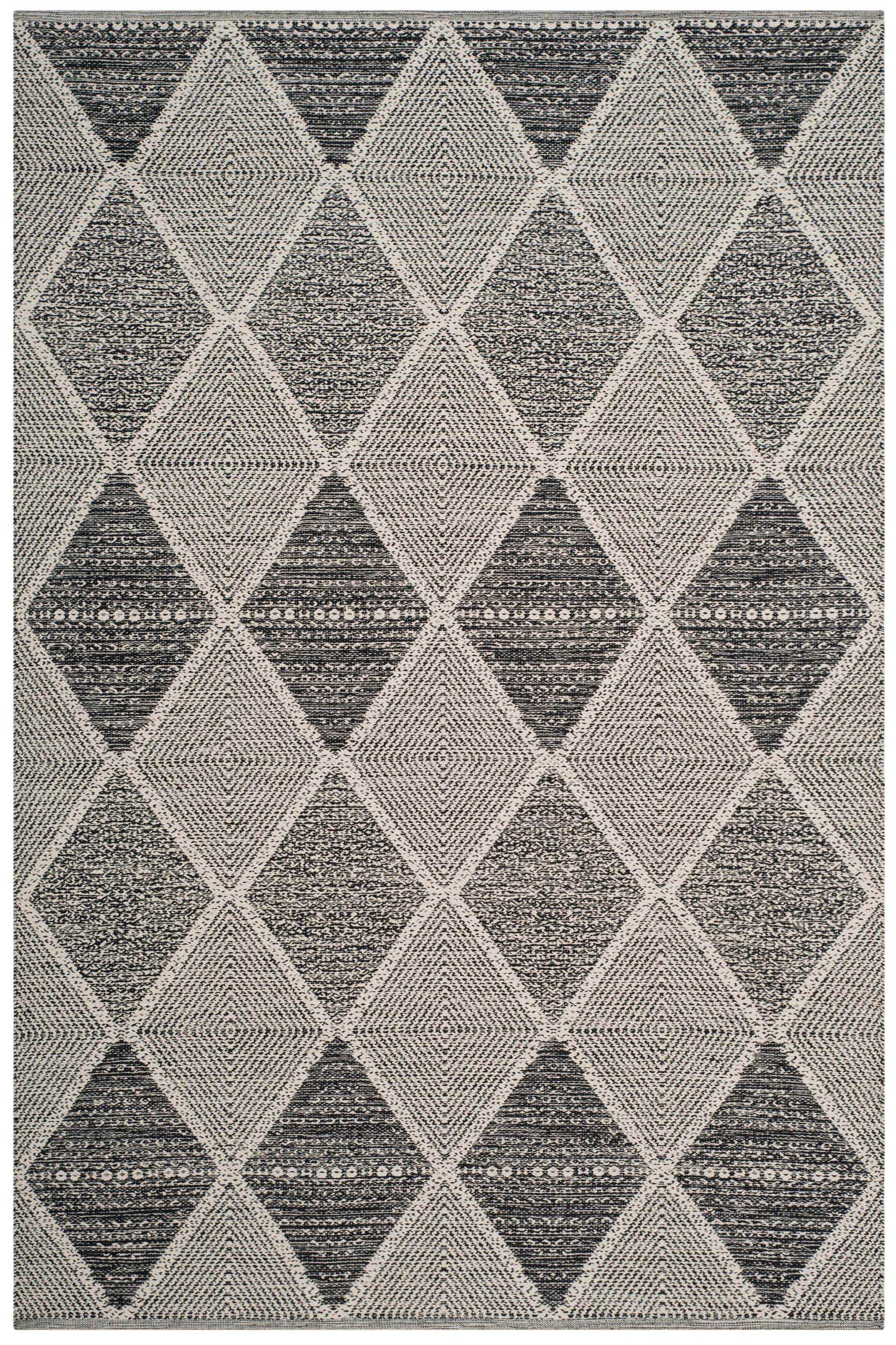 Safavieh MTK822D-5 Montauk Segundo 5 x 8 (ft) Cotton Black Rectangular Indoor Trellis Coastal Area rug