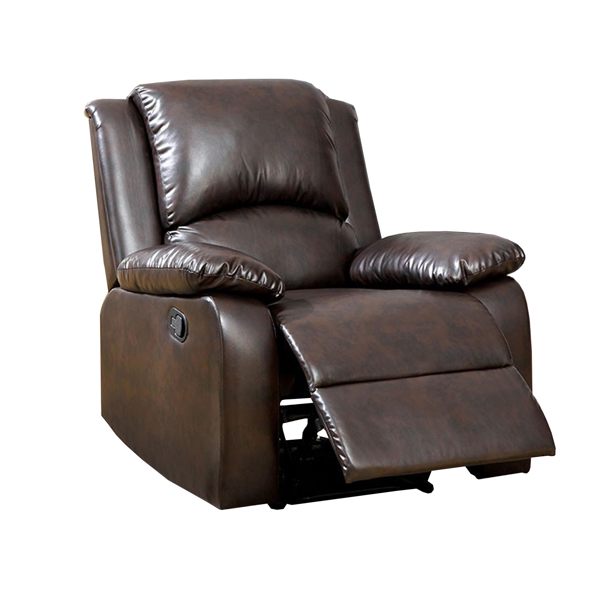 Benzara BM123435 Brown Bonded Leather Upholstered Recliner