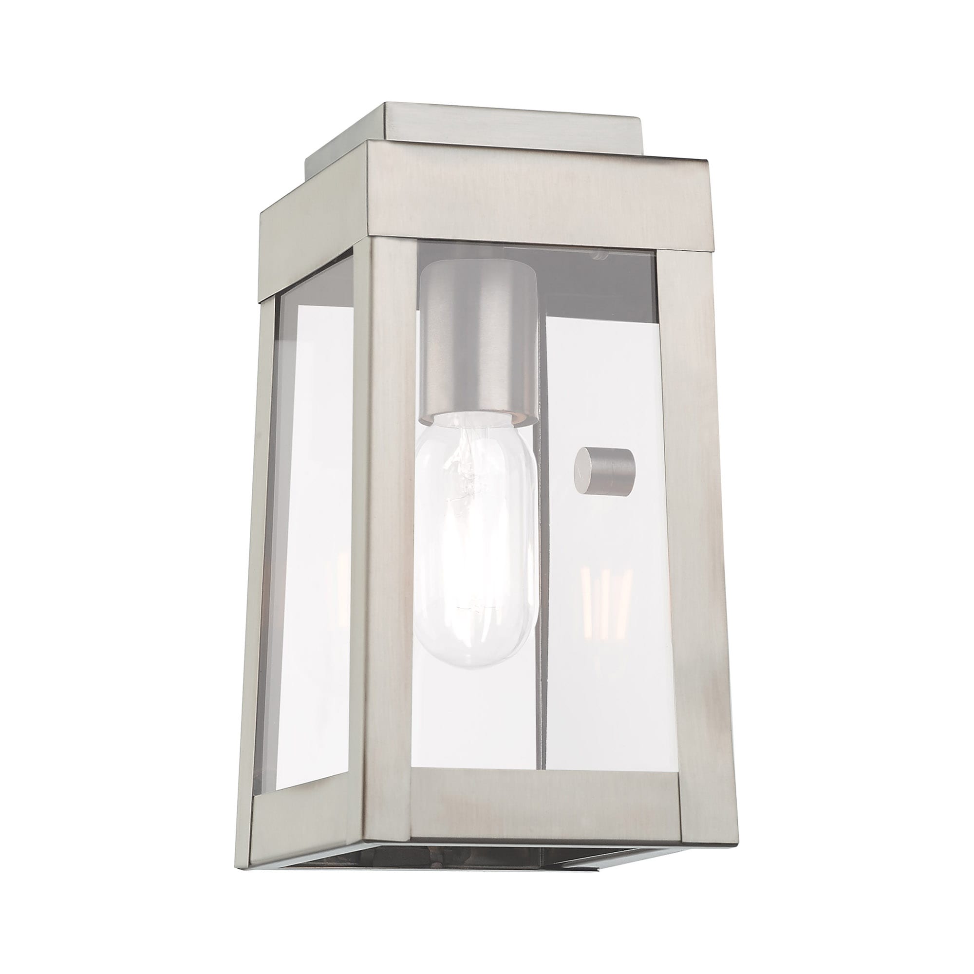 Oslo 9.5" Brushed Nickel Outdoor Wall Lantern with Clear Glass