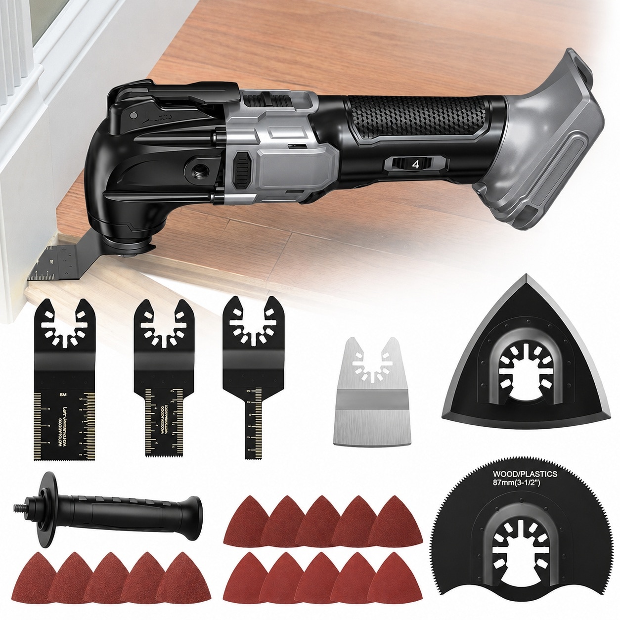 Linder Group Inc Cordless Oscillating Multi Tool Kit 6 Variable Speed Brushless Motor with LED Light 23pcs Accessories for Cutting Wood Drywall Nails Grout #L3UO3UZO