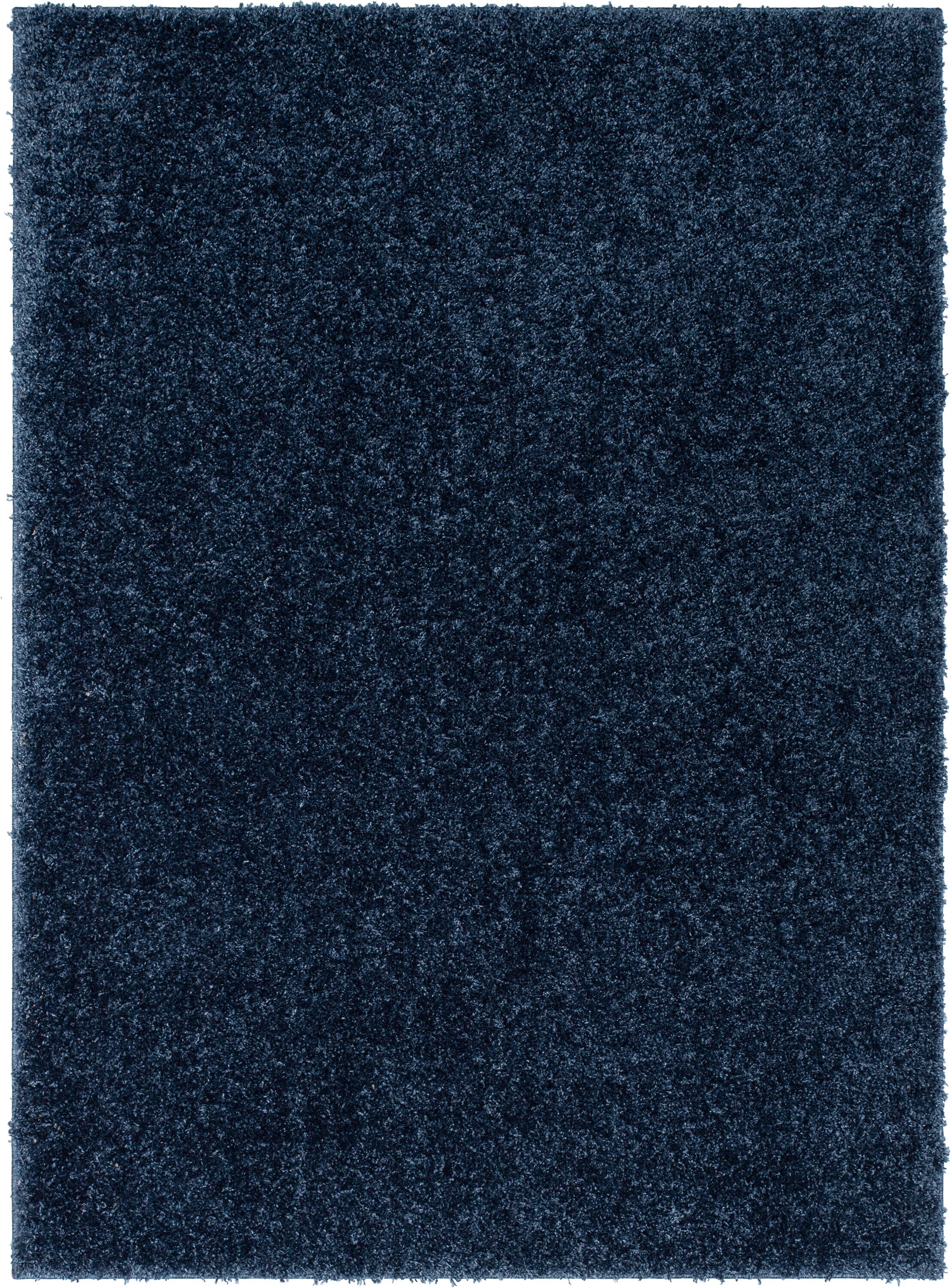 Dark Blue Reversible Solid Shag Synthetic Area Rug