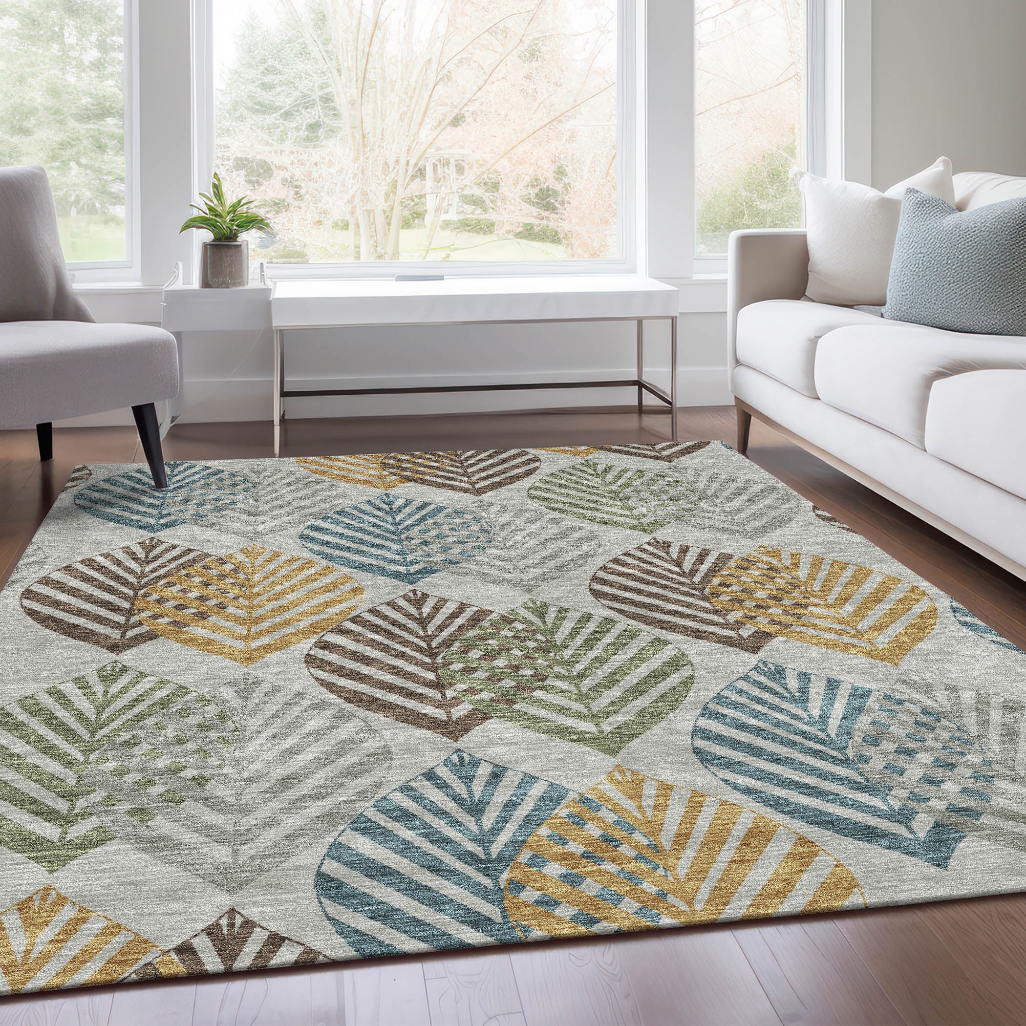 Addison Rugs ACN744GY3X5 Chantille ACN744GY 3 x 5 (ft) Polyester Gray Rectangular Indoor/Outdoor Geometric Machine washable Area rug