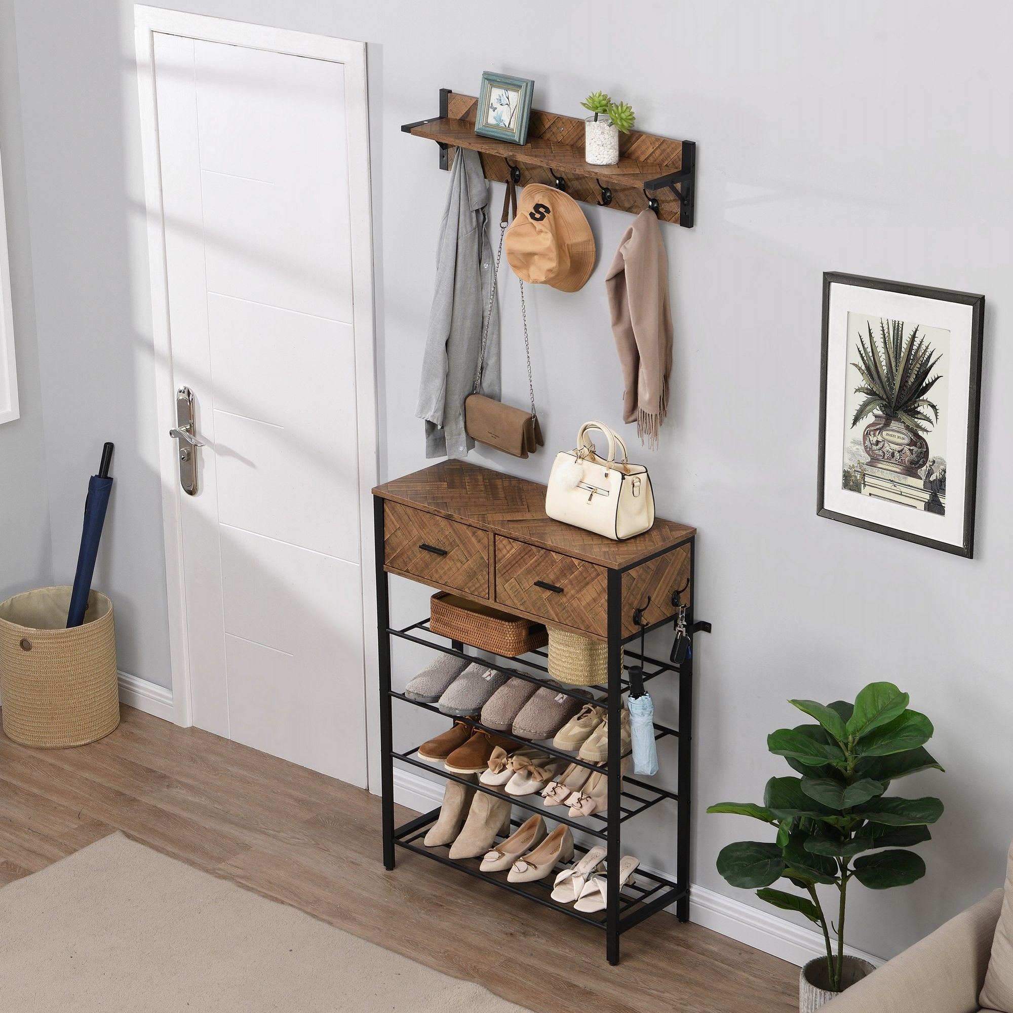Hastings Home Entryway Storage Bench Hall Tree Black