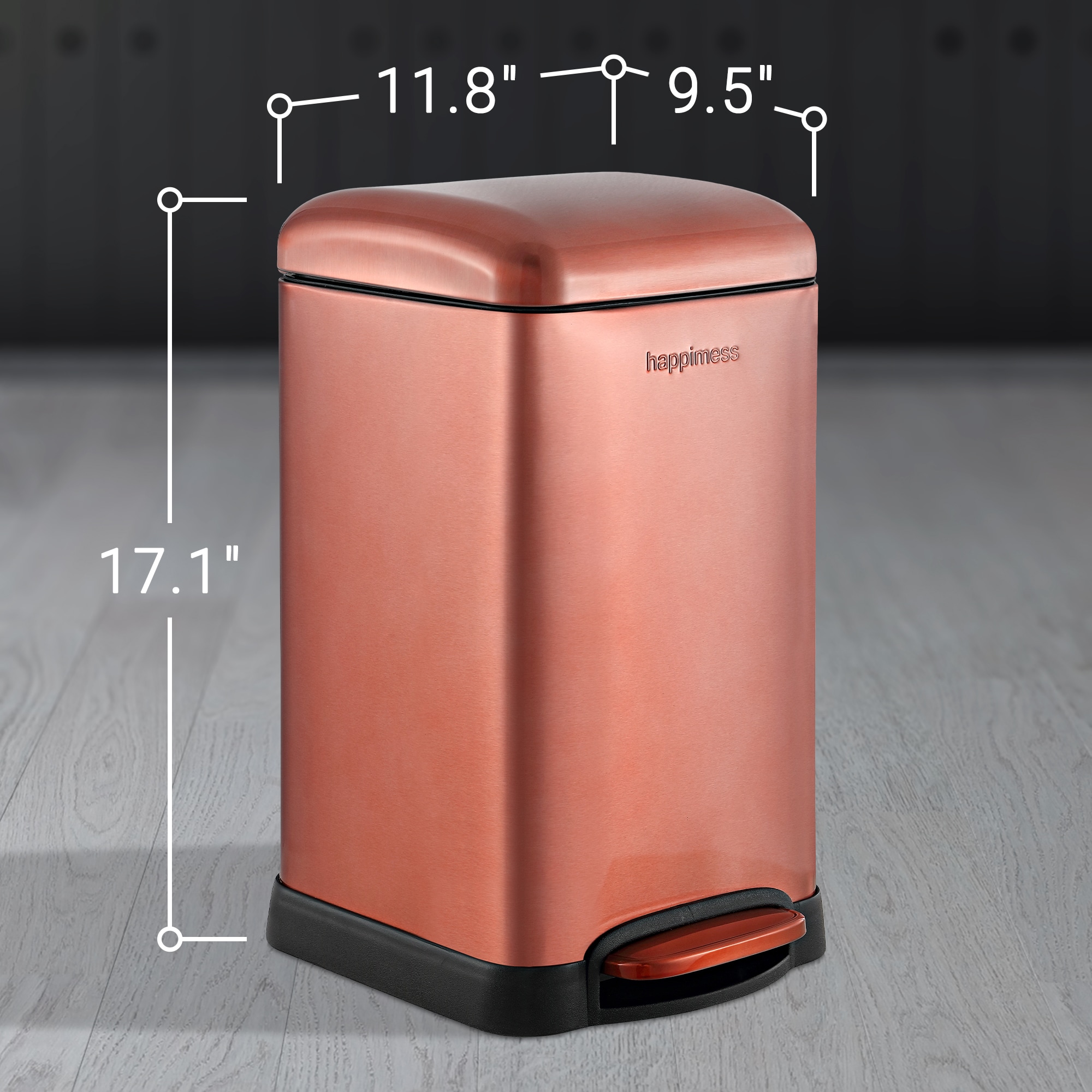 Stainless Steel 13-Gallon Kitchen Trash Can with Step Lid in Copper Bronze