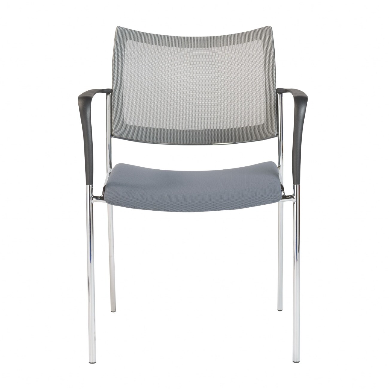 HomeRoots 4000400786 Set of Two Gray and Chrome Stacking Armchairs