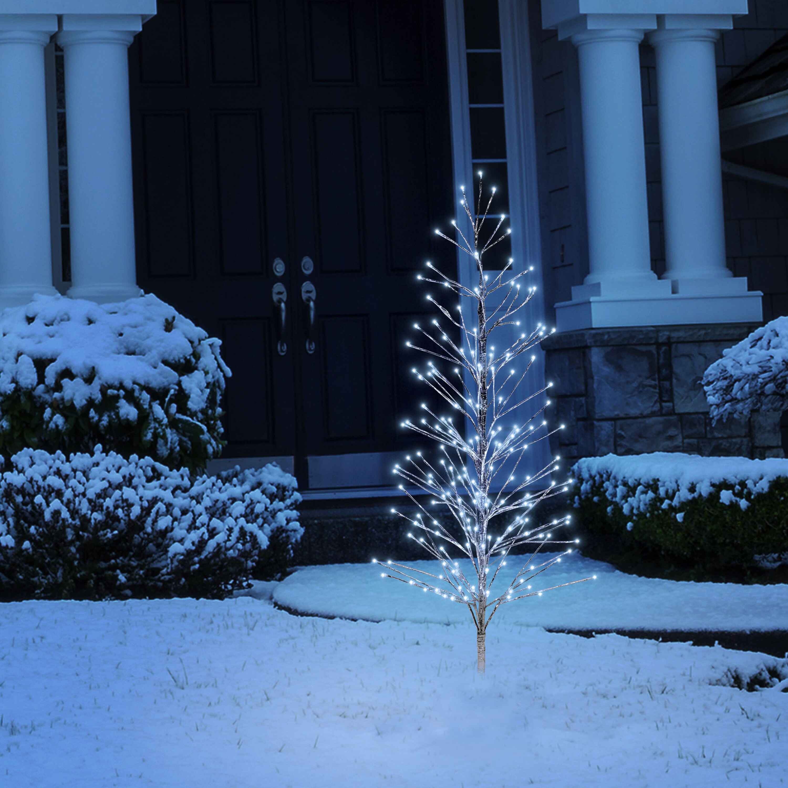 60" Silver Christmas Tree with Cool White LED Lights