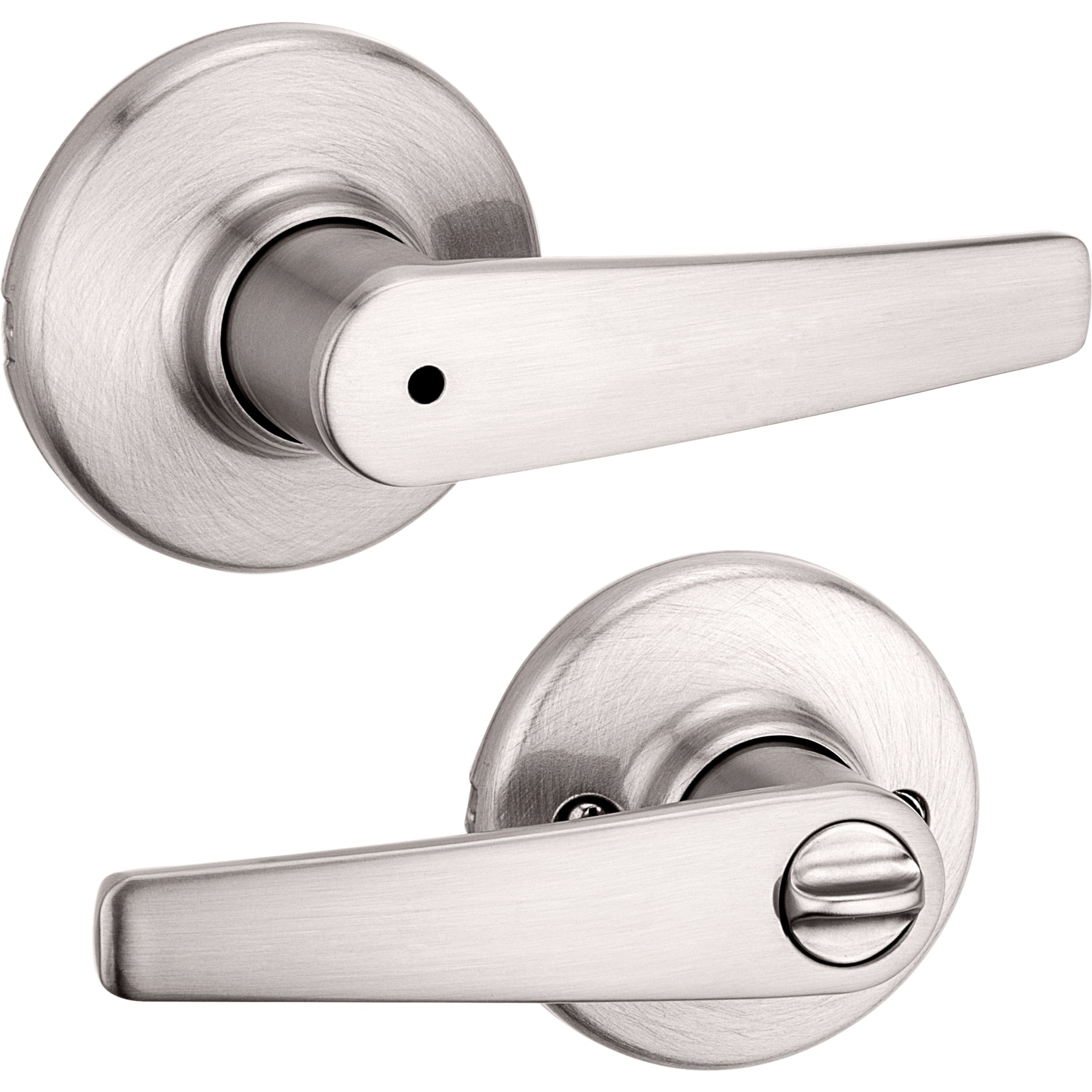 Kwikset Security Balboa Satin Nickel Interior Bed/Bath Privacy Door Handle  in the Door Handles department at