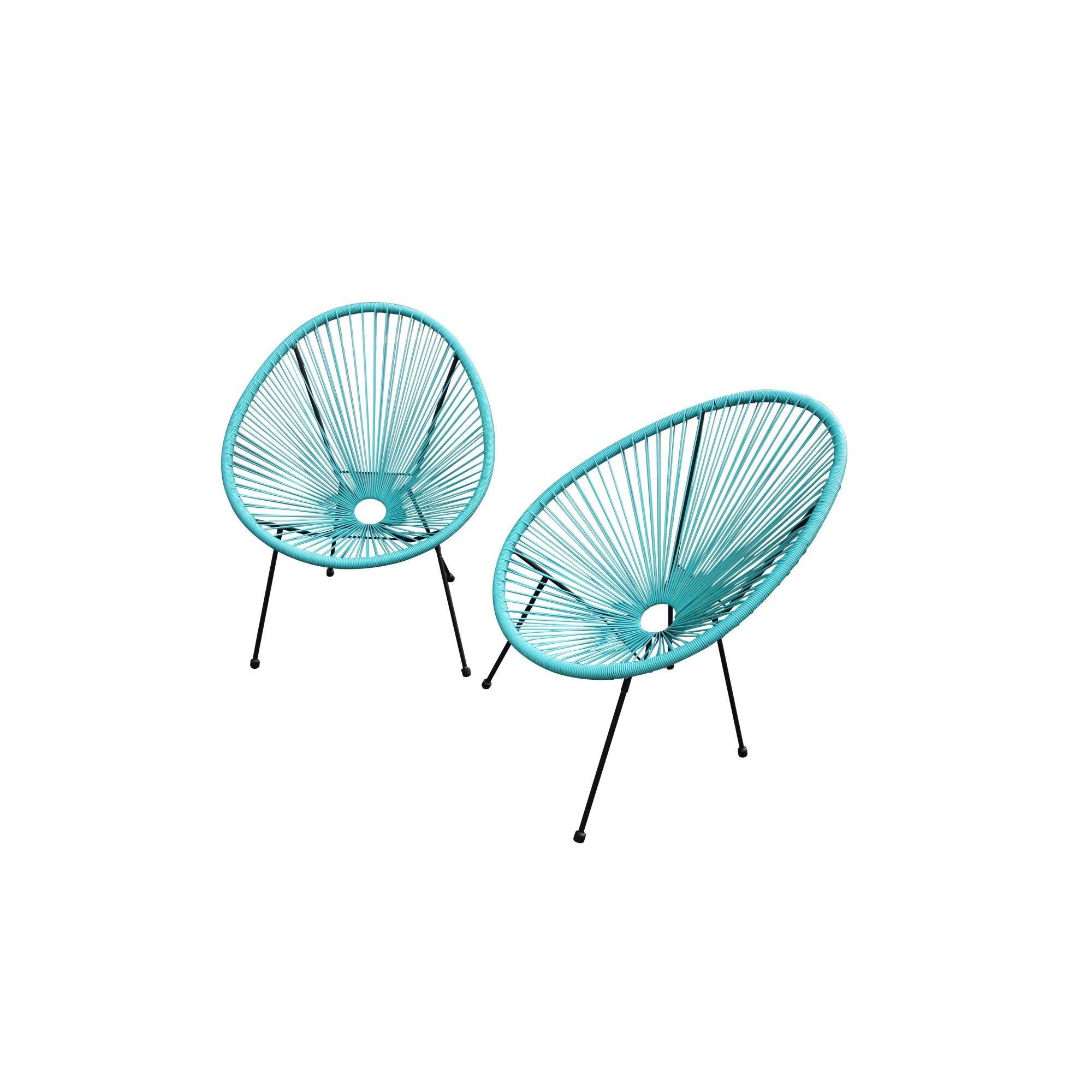 Luxury Living Furniture Set of 2 Aquamarine Steel Frame Stationary Egg Chair with Luxury Living Furniture Solid Seat
