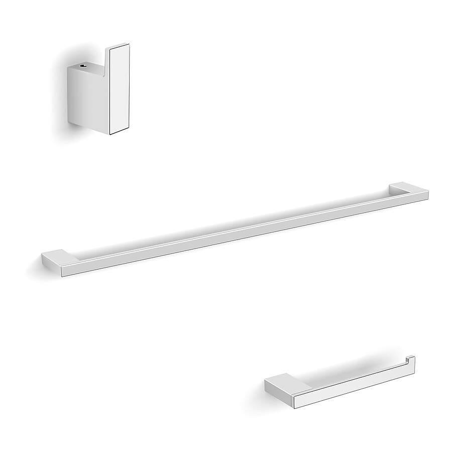 WS Bath Collections 3-Piece Luna Polished Chrome Decorative Bathroom Hardware Set WS Bath Collections 3-Piece Luna Polished Chrome Decorative Bathroom Hardware Set