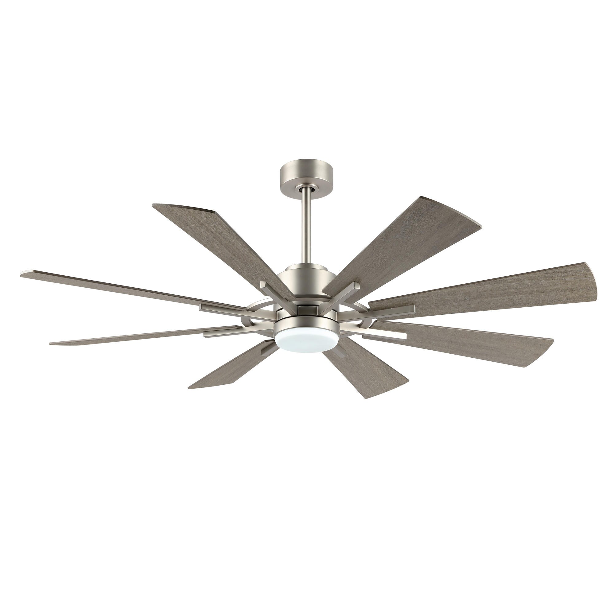 GETLEDEL LECF-Q033-NI 72-Inches Brushed Nickel with Gray Blades Color-Changing Integrated LED Fixture Indoor Downrod mount Standard Ceiling Fan With Light and Remote ( 8 -Blade)