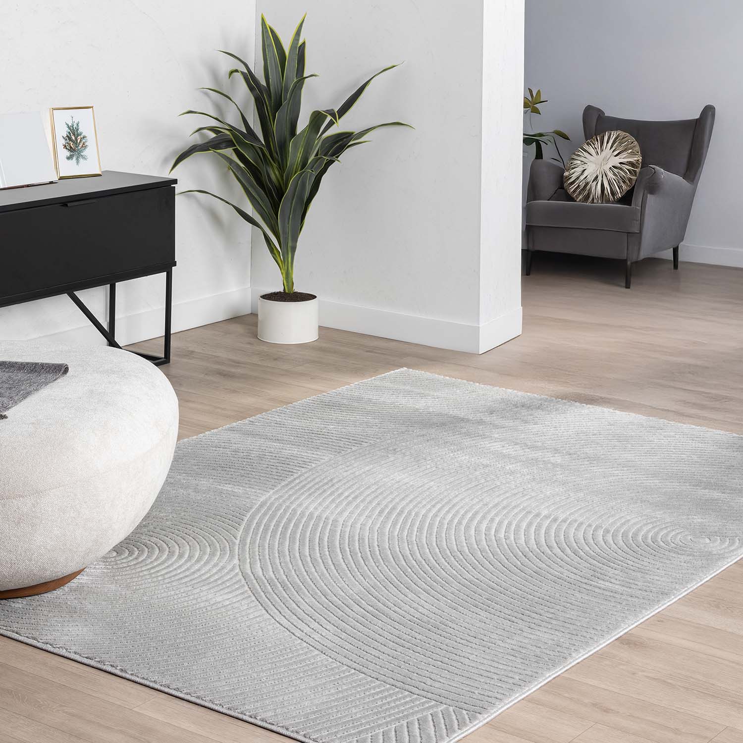Abani Rugs Neutral 5 x 8 (ft) Loomed Polypropylene Grey Rectangular ...
