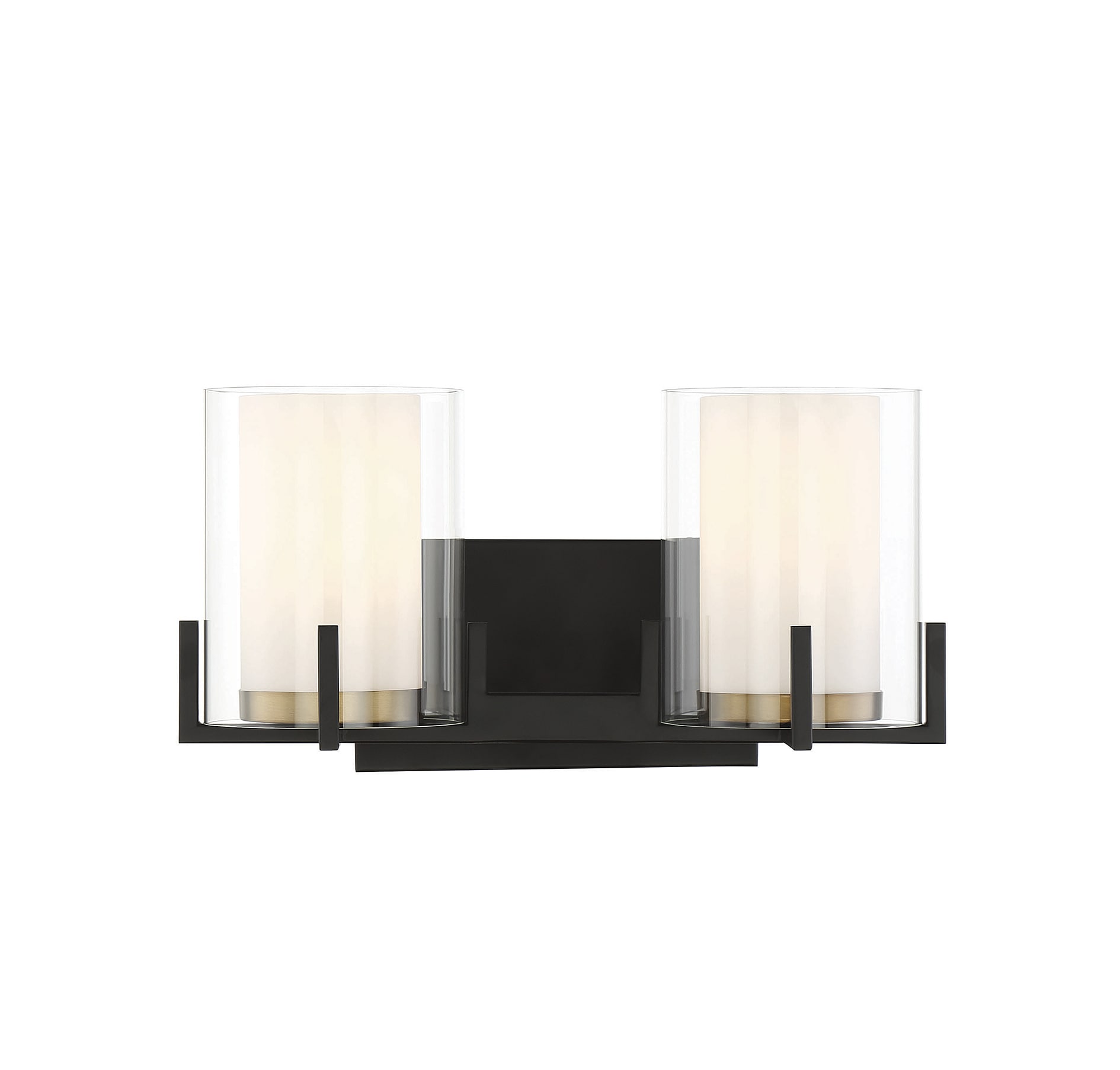 Eaton Contemporary Outdoor Vanity Light in Matte Black and Warm Brass