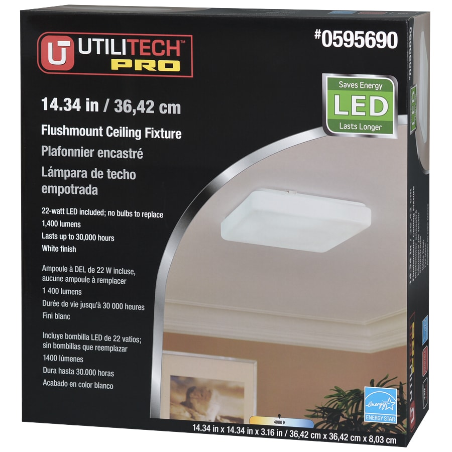 Utilitech Pro 1-Light 14.34-in White Integrated LED Flush Mount