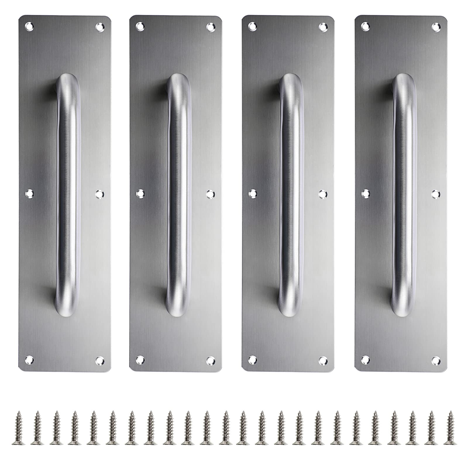 Aoibox  4PCS Stainess Steel Door Push Plates sturdy Door Handle Plates With Screws Solid Door Pulls For Home Office 4 Pack