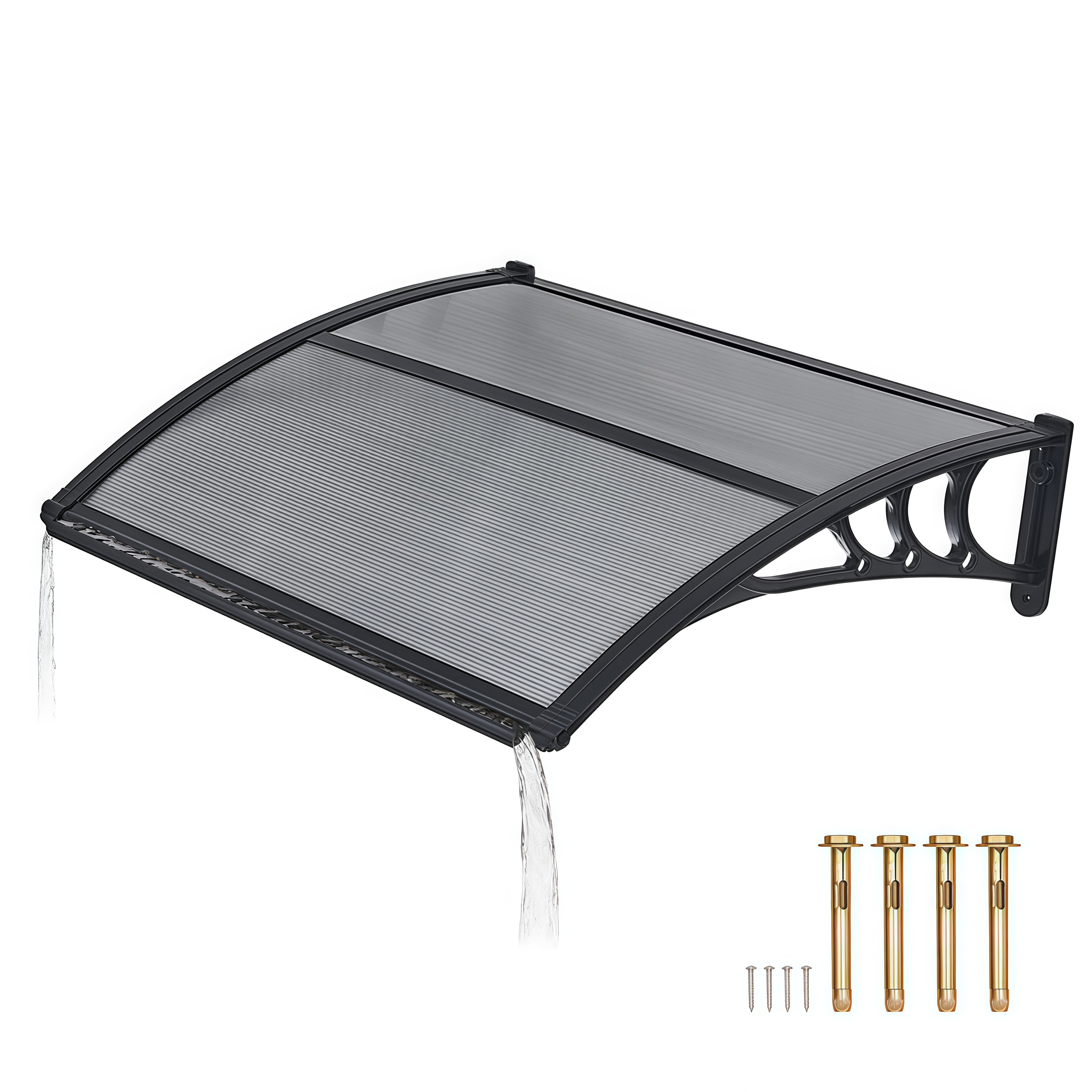 Numhew Door and Window Awning 30-in x 39-in Smoke Gray Polycarbonate ...